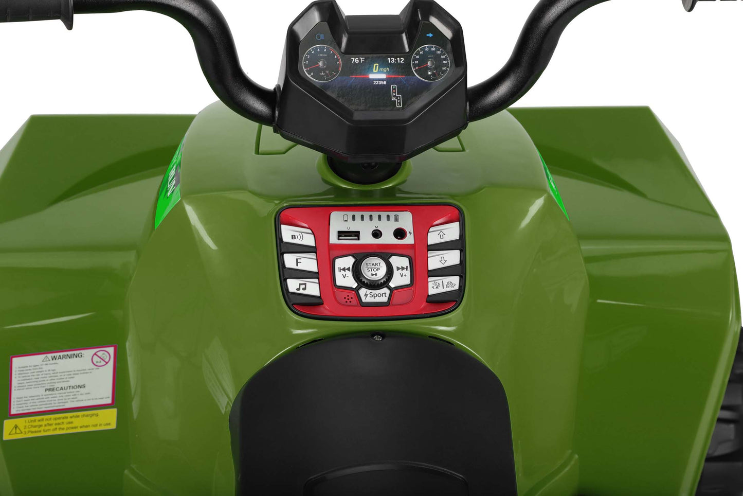 24V Battery Powered Ride on ATV, 4WD Kids Ride on Cars with Bluetooth, Music, LED Light, USB/AUX Ports, Ride on Toys Electric Cars for Kids Boys Girls 3-8 Ages Gifts, Green