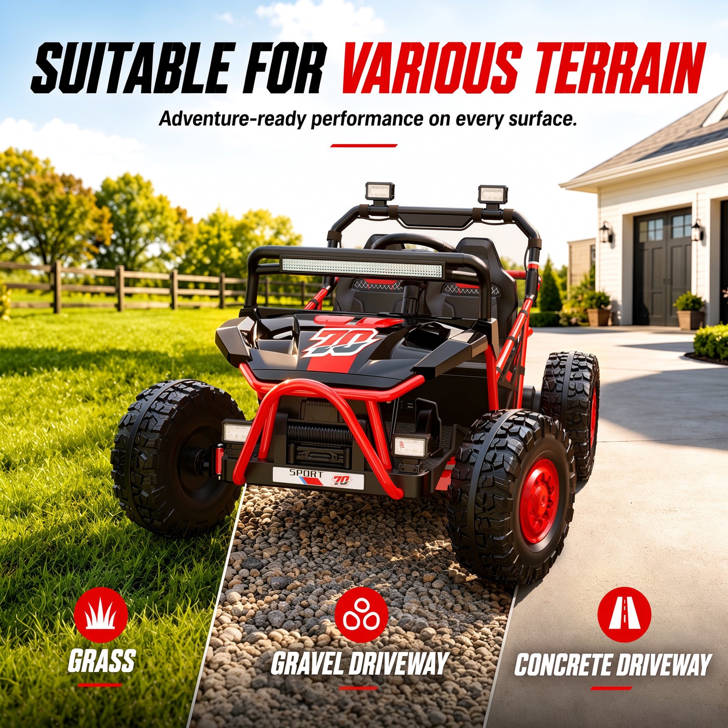 iRerts 36V Powered Ride on Toys for Big Kids, 2 Seater Ride on UTV Cars with Bluetooth, Music, 4 Wheels Spring Suspension, Kids Car Electric Ride on Vehicles for Boys Girls Ages 6+, Red