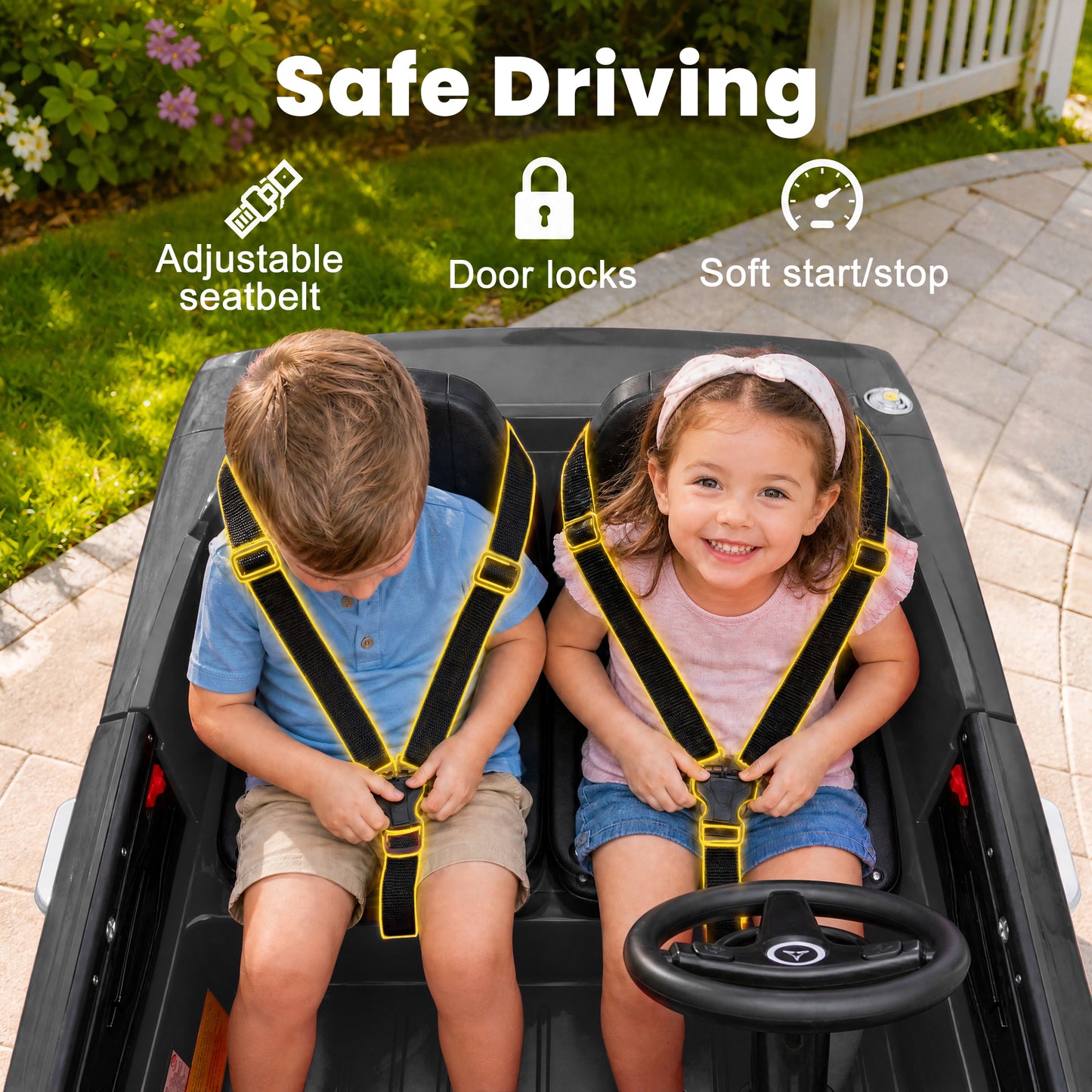 Dodge 24V 2 Seater Ride on Car with Remote Control/Bluetooth, Dodge Charger R/T 1970 Battery Powered Ride on w/4-Wheel Suspension, Electric Car for Kids Toddler