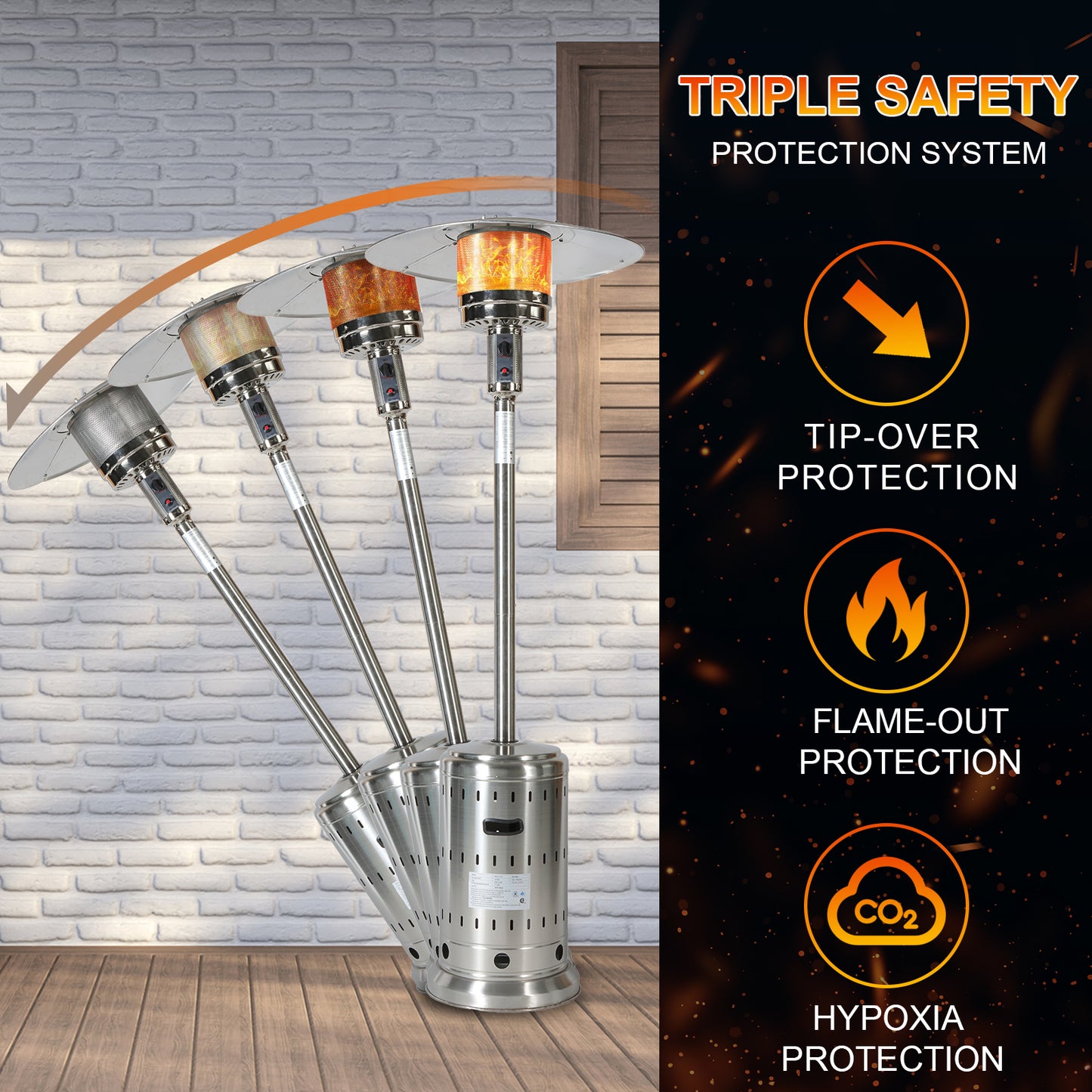 iRerts 48000 BUT Outdoor Patio Heaters, Electric Patio Heater for Outside Use, Porch Heater with Wheels, Propane Or Butane Heater, Black