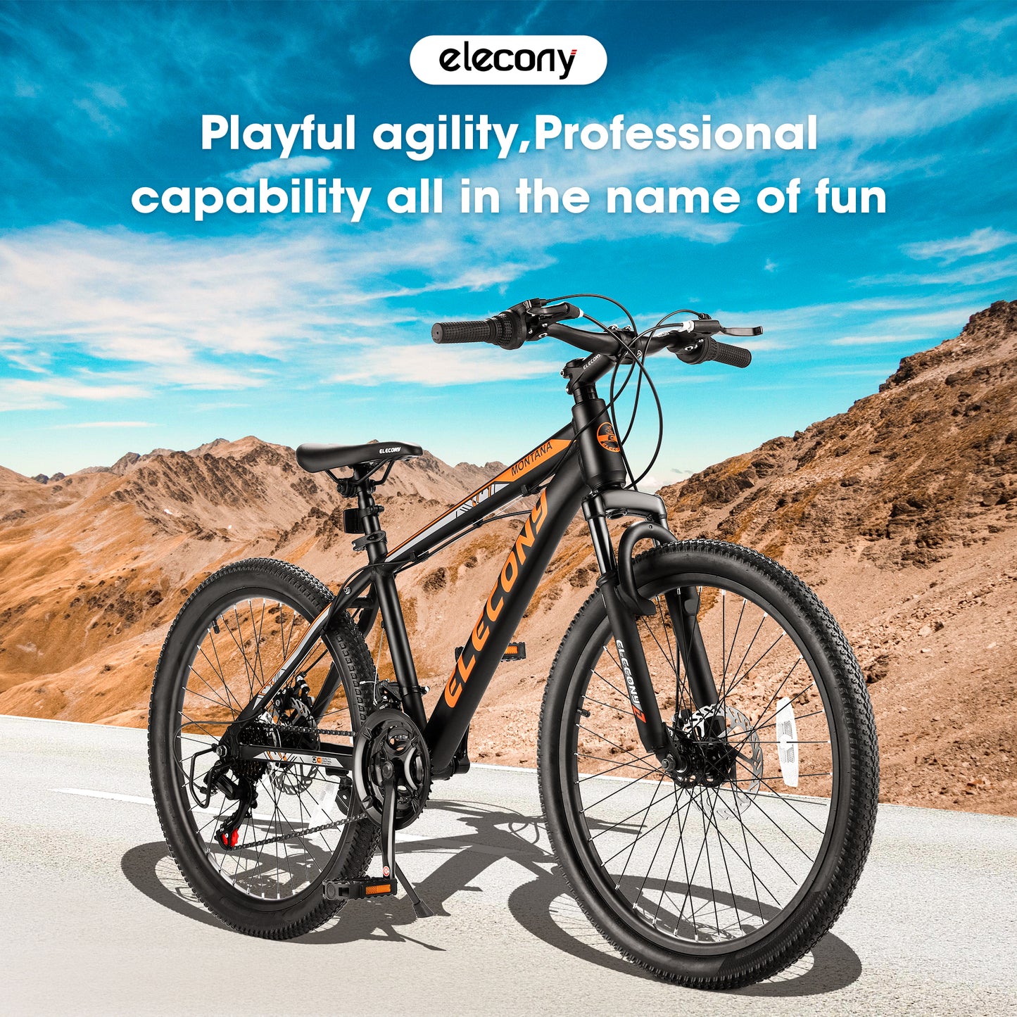 Mountain Bike, iRerts 24 Inch Mens Mountain Bike for Adults Youth, Shimano TZ500 21 Speed Mens Bicycle MTB with Disc Brake, Adult Bicycles for Men Women, Black