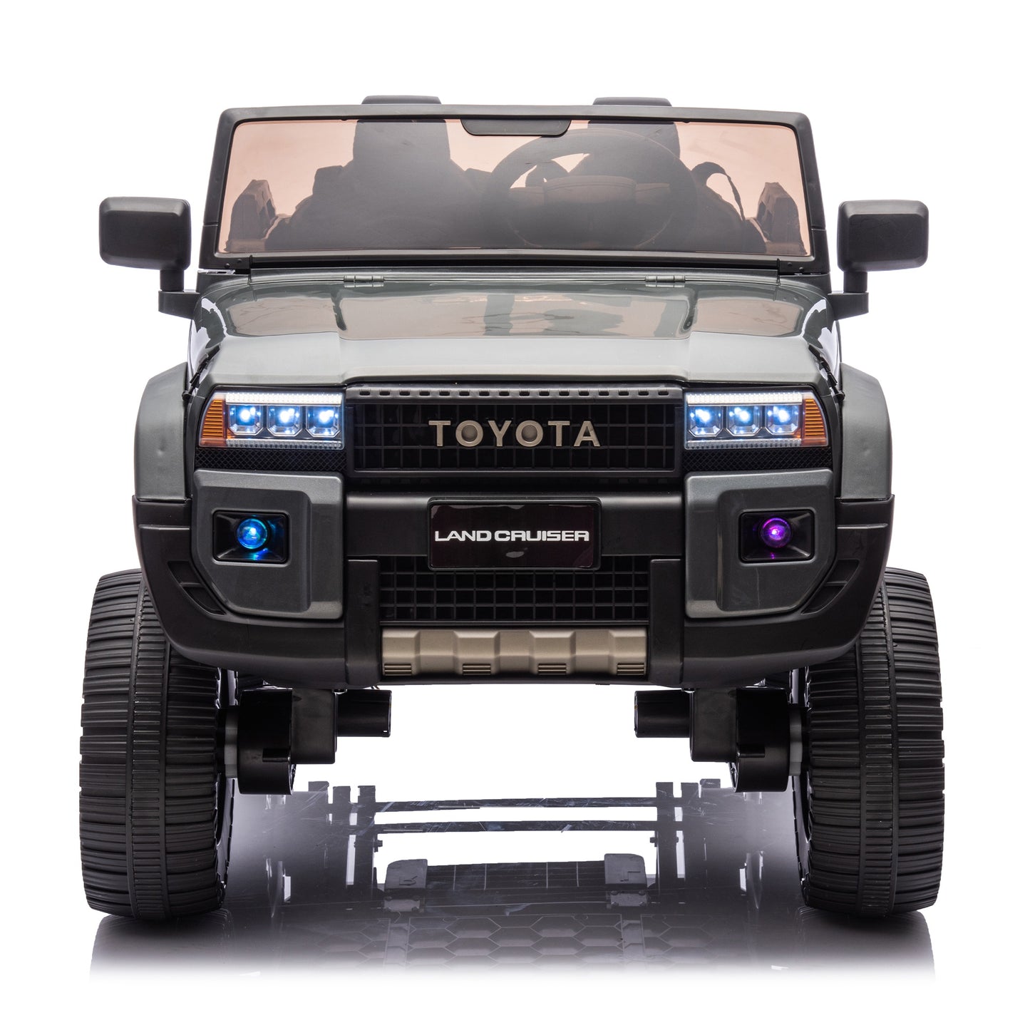 Licensed Toyota LC250 24V 2 Seater Ride On Car, Powered Ride on Toys with Remote Control, Shovel, Bluetooth Music, 4WD 220W Motor, 4 Wheels Suspension, Electric Truck for Kids Boy Girl Ages 3-8, Gray