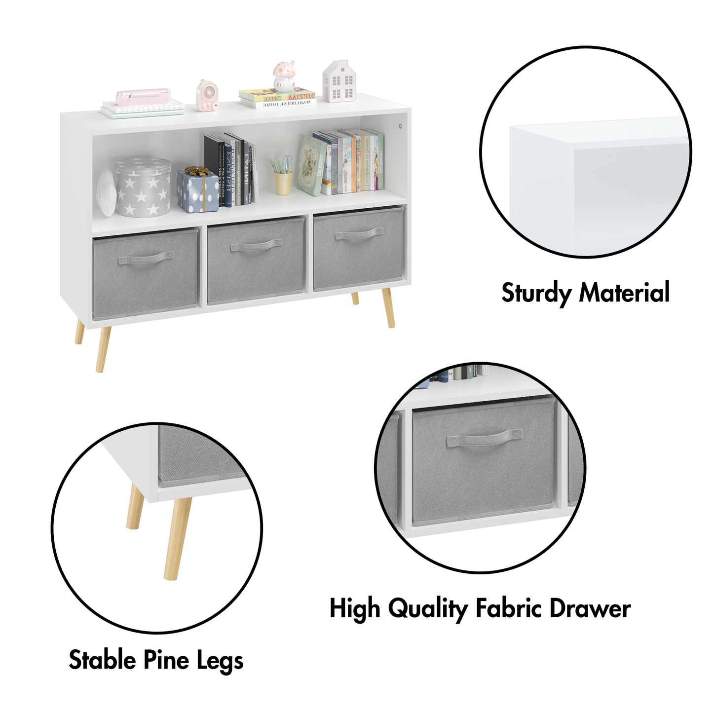 iRerts Kids Bookcase with Toy Storage Cabinet Toddler Bookshelf Wooden Book Shelf Organizer for Kids, Cubes Bookshelf for Boys and Girls