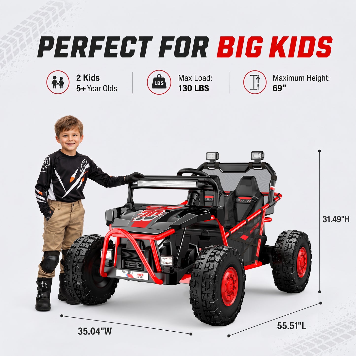 iRerts 36V Powered Ride on Toys for Big Kids, 2 Seater Ride on UTV Cars with Bluetooth, Music, 4 Wheels Spring Suspension, Kids Car Electric Ride on Vehicles for Boys Girls Ages 6+, Red