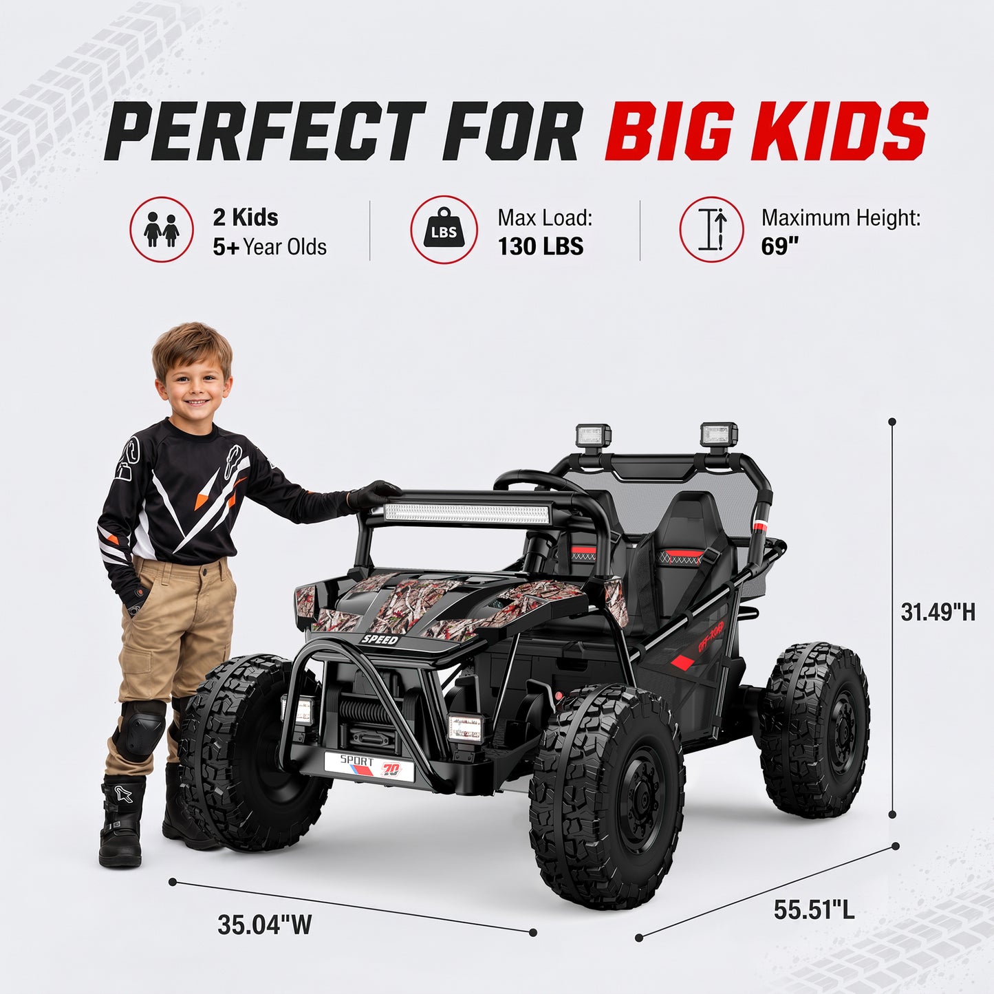 iRerts 36V Powered Ride on Toys for Big Kids, 2 Seater Ride on UTV Cars with Bluetooth, Music, 4 Wheels Spring Suspension, Kids Car Electric Ride on Vehicles for Boys Girls Ages 6+, Black
