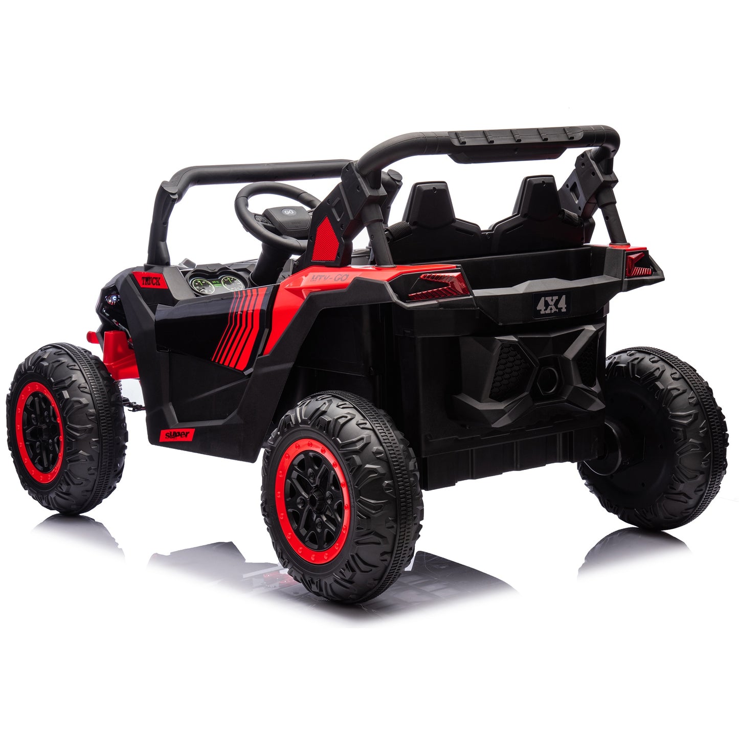 iRerts 2 Seater Ride on Car, 24V Powered Ride on Toys UTV with Remote Control, LED Lights, Bluetooth Music, 3 Speeds, Storage Space, Electric Vehicle for Kids Boys Girls Ages 3-8 Gifts, Red