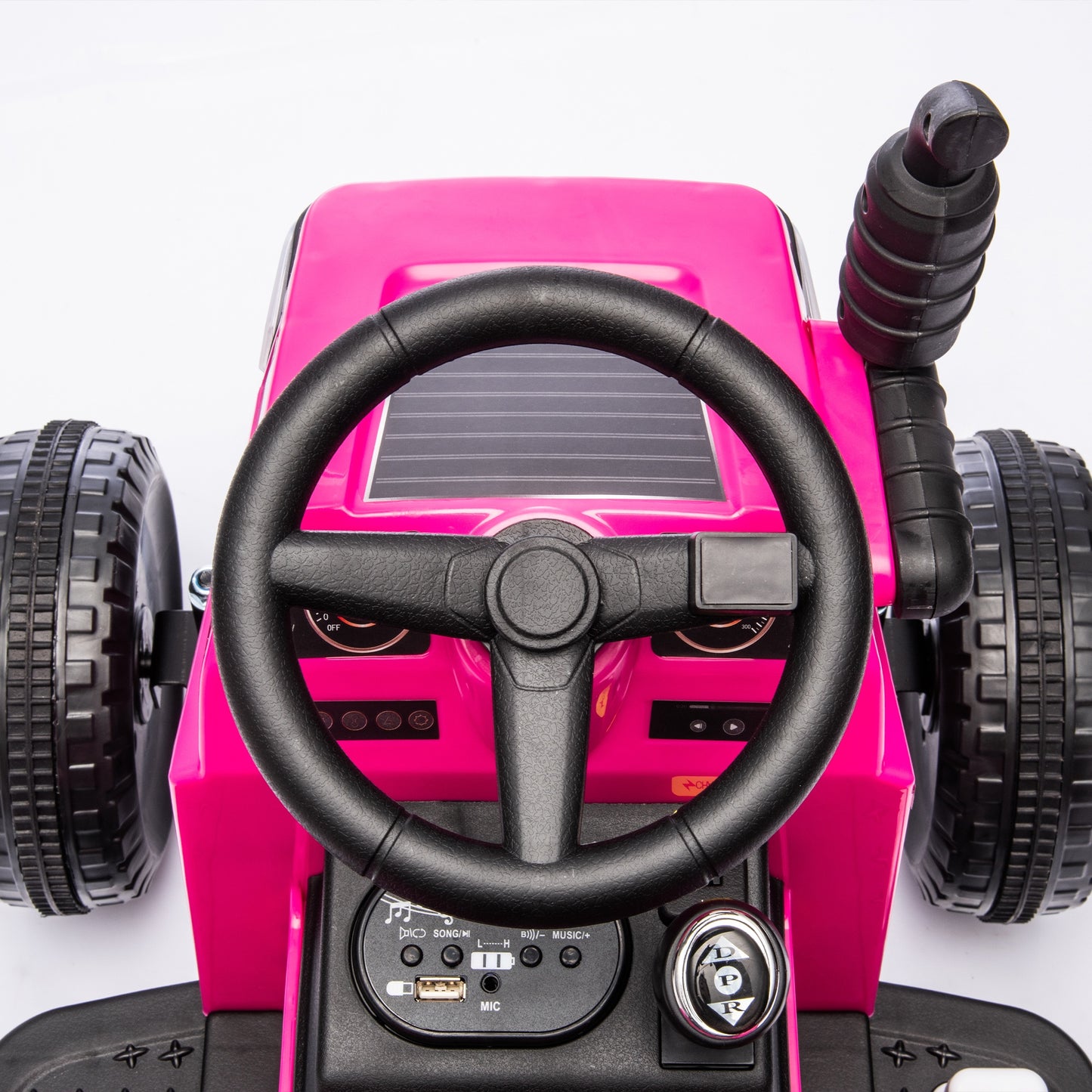 iRerts 12V Ride on Tractor, Powered Ride on Car for Kids Boys Girls Ages 3-6 Gifts, Kids Ride on Toys Electric Cars with Removable Storage Tug, Bluetooth ,Music, MP3/USB Ports, LED Light, Rose Red