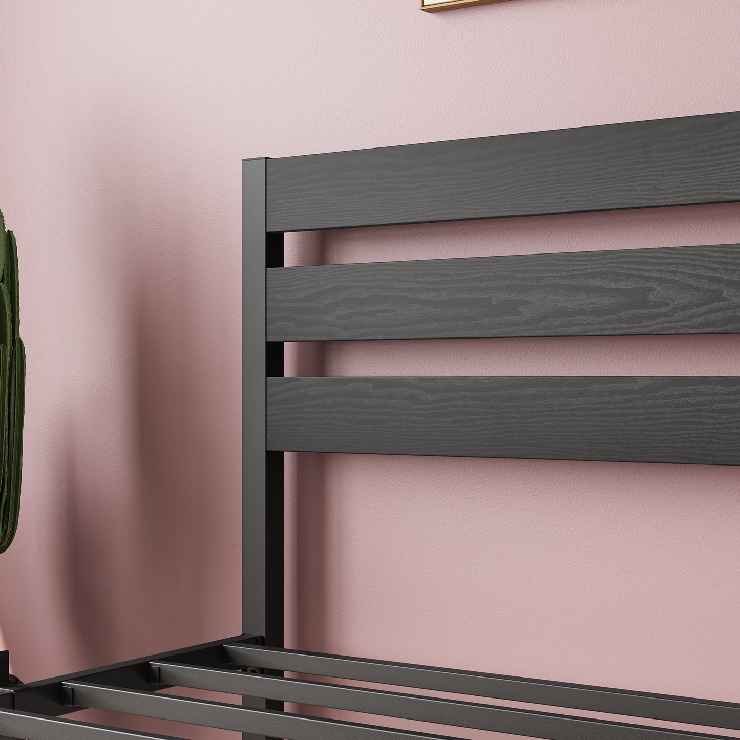 iRerts Twin Bed Frame with Headboard, Metal Platform Bed Frame No Box Spring Needed, Bed Frame Twin Size with Metal Support,  Noise-Free, Under Bed Storage, Easy Assembly, Black
