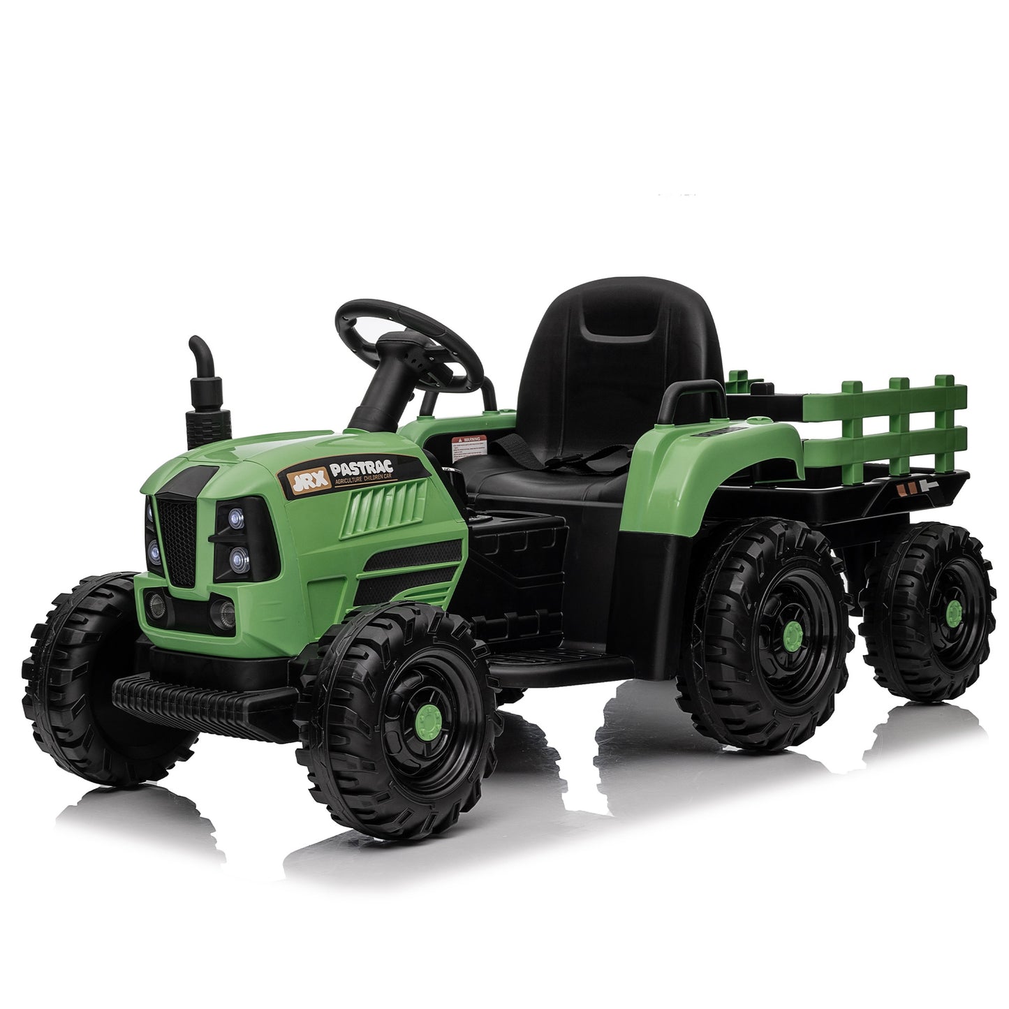 iRerts 24V Ride on Toy Tractor with Trailer, Powered Ride on Car with Remote Control, Electric Cars for Kids Toddlers 3-6 Years Old with 3 Speeds, Bluetooth, Music, USB/MP3 Ports, LED Light, Emerald
