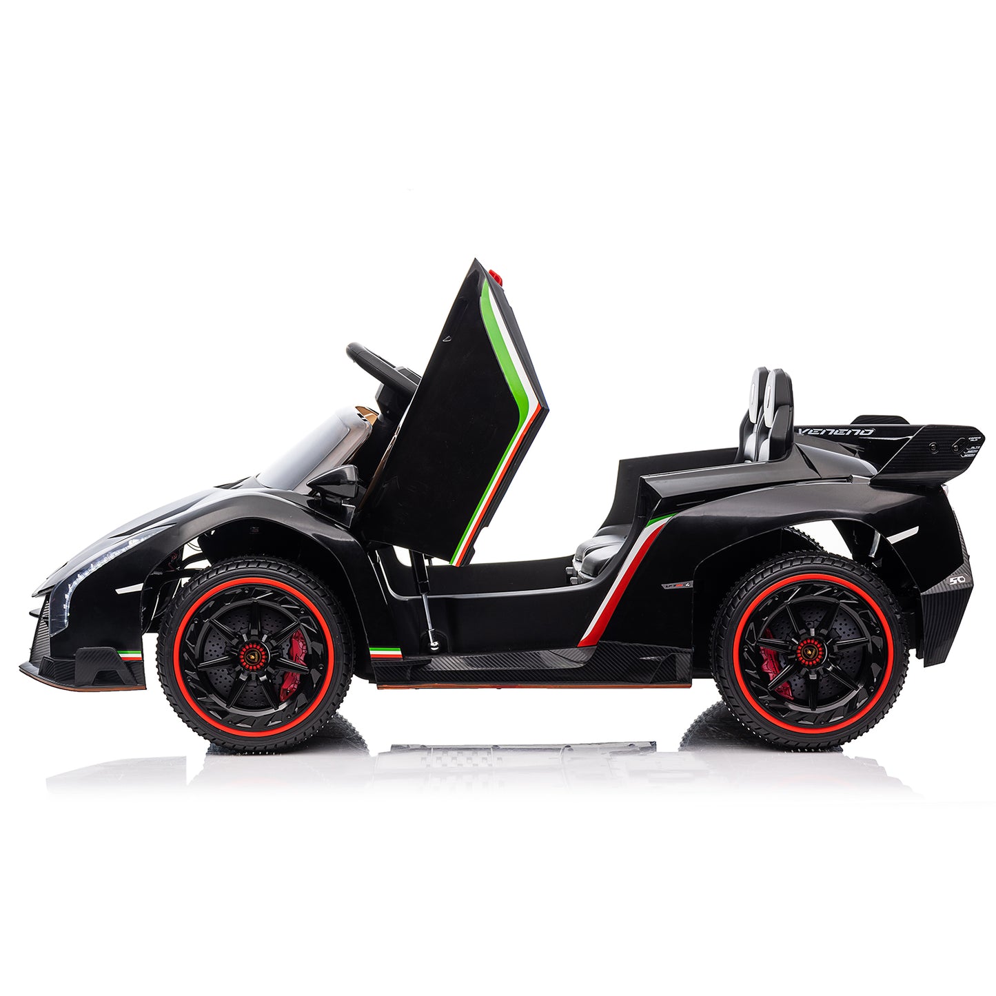 iRerts 12V Ride on Sports Cars with Remote Control, Lamborghini Poison Kids Ride on Vehicles Toys for Boys Girls 3-5 Years Old Gifts, Battery Powered Kids Electric Cars with Music, LED Light, Black