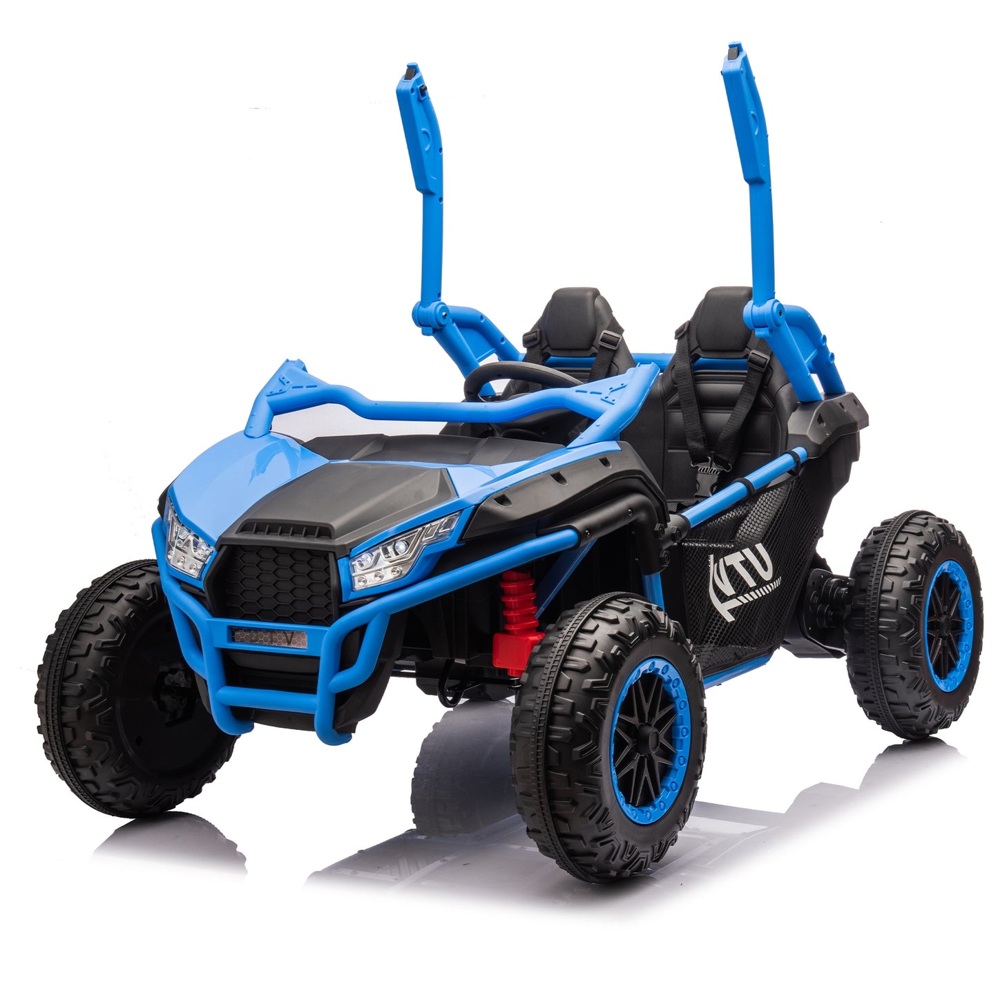 iRerts 2 Seater Ride on Car for Kids, 24 Volt Ride on Toys for Boys Girls Gifts, Powered Ride on UTV Electric Vehicle with Remote Control, Bluetooth, MP3/USB Ports, 4 Wheel Spring Suspension, Blue