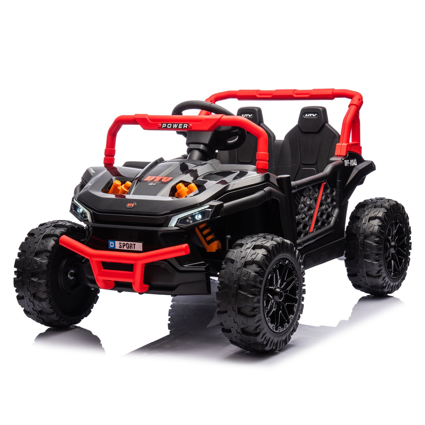 iRerts 24V Kids Ride on Toy UTV, Ride on Cars with Remote Control, Bluetooth Music, 4 Wheel Suspension, Rear Storage Space, Electric Vehicles Cars for Kids Boys Girls Gifts 3-6 Year Old, Red