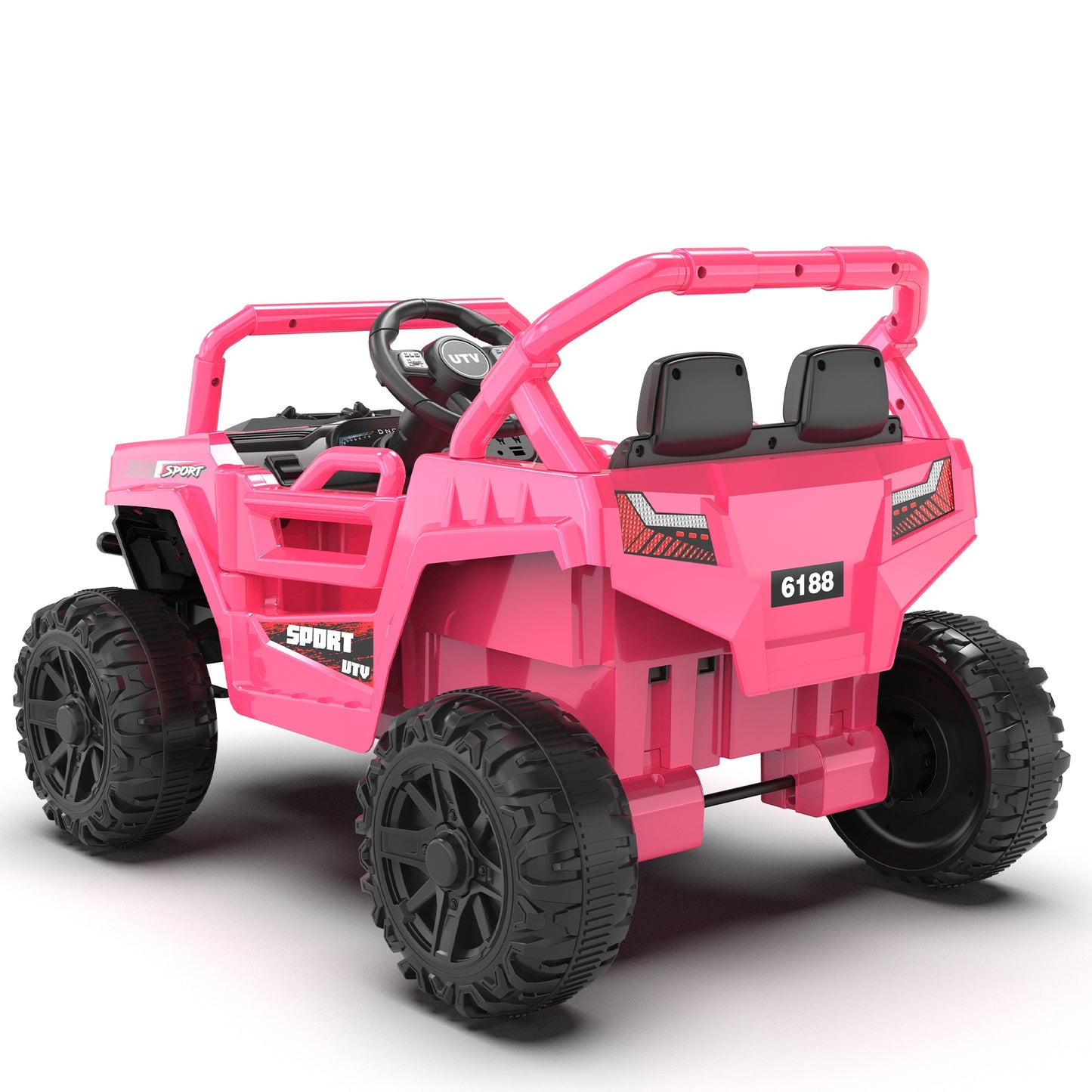 iRerts 12V Ride on Car UTV with Remote Control, Powered Ride on Toys for Kids Boys Girls Ages 3-5, Electric Car for Kids with Bluetooth, Music, MP3 Ports, LED Lights, Horn, Pink