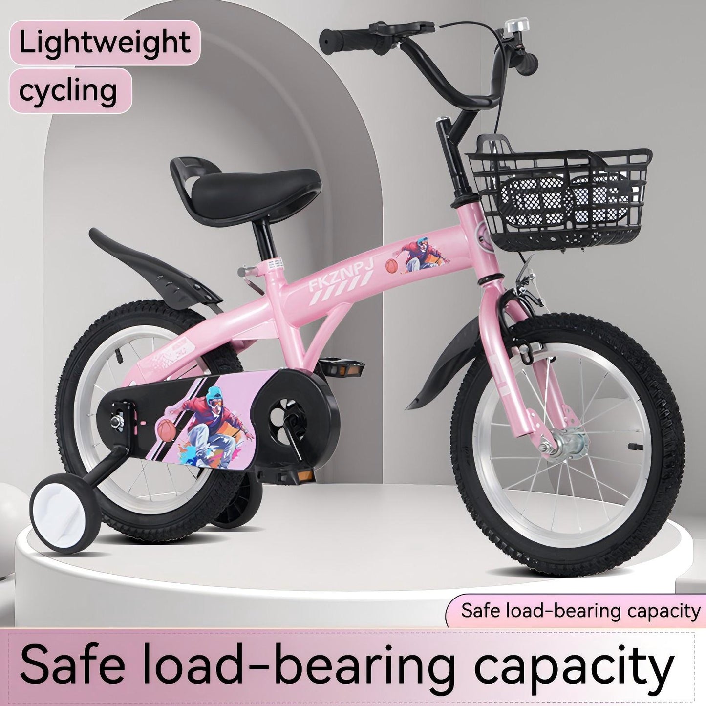 iRerts Kids Bike with Training Wheels, 18 Inch Kids Bicycle for Boys Girls Ages 5-10 Years Old, Girls Bicycles for Kids with Adjustable Seat, Fender and Varrier, White