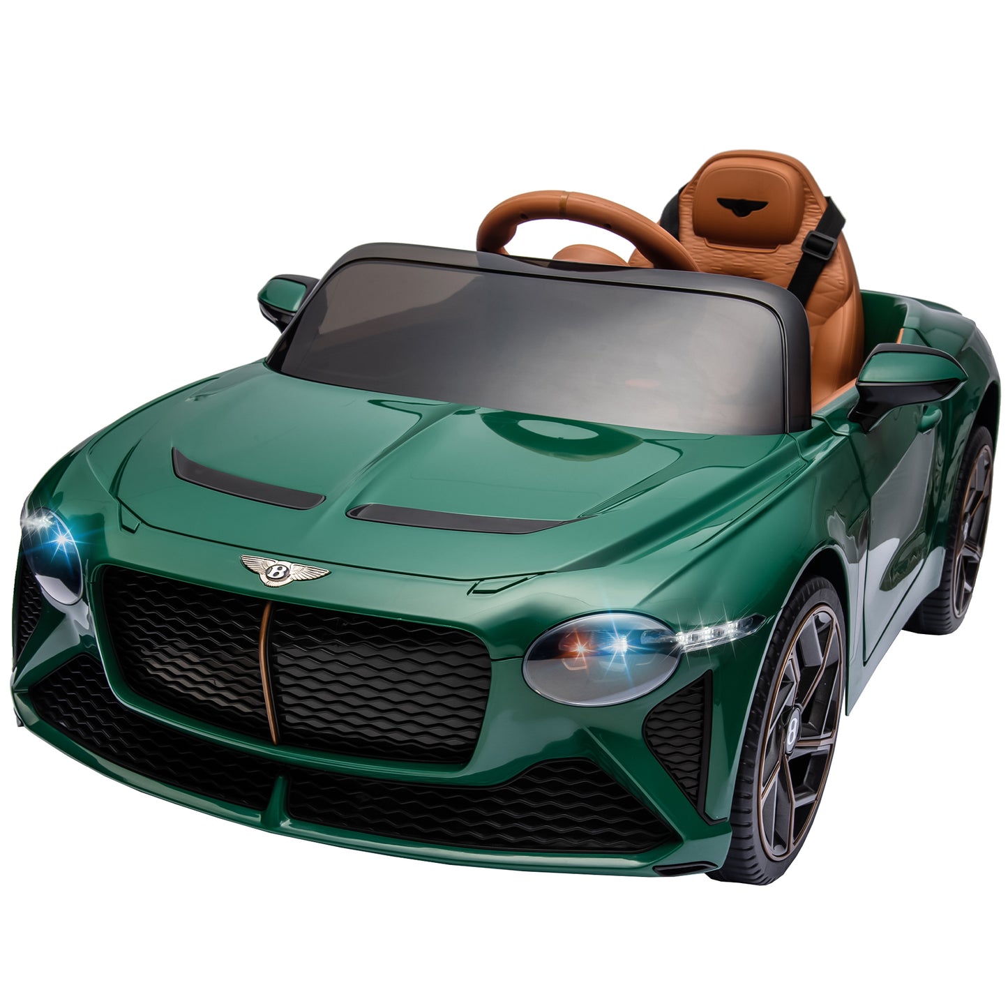 Kids Electric Car for Boys Girls Gift, Licensed Bentley Mulsanne 12V Ride On Cars with Remote Control, Battery Powered Ride On Toys with Bluetooth, USB, MP3, LED Light, Green