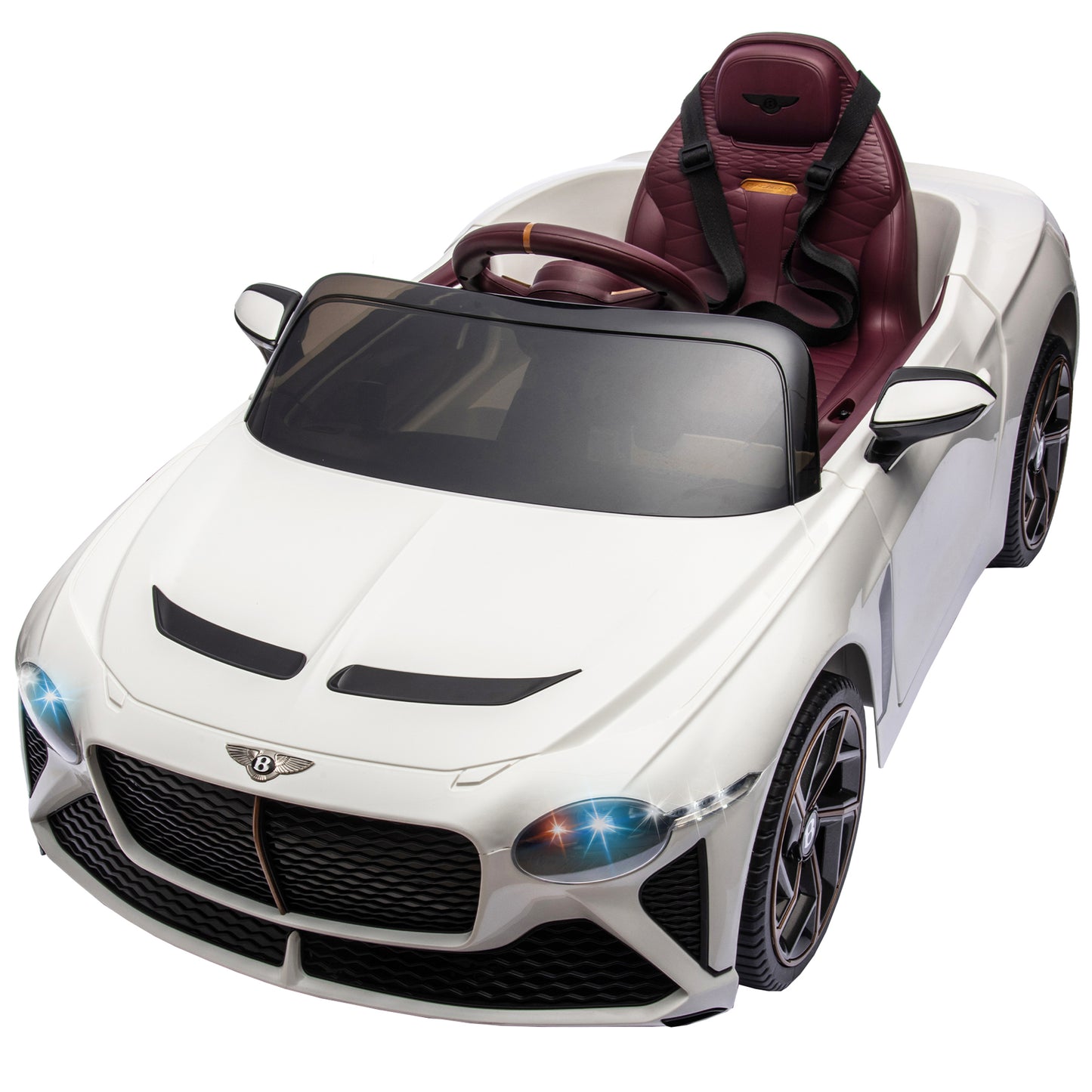 Kids Electric Car for Boys Girls Gift, Licensed Bentley Mulsanne 12V Ride On Cars with Remote Control, Battery Powered Ride On Toys with Bluetooth, USB, MP3, LED Light, White