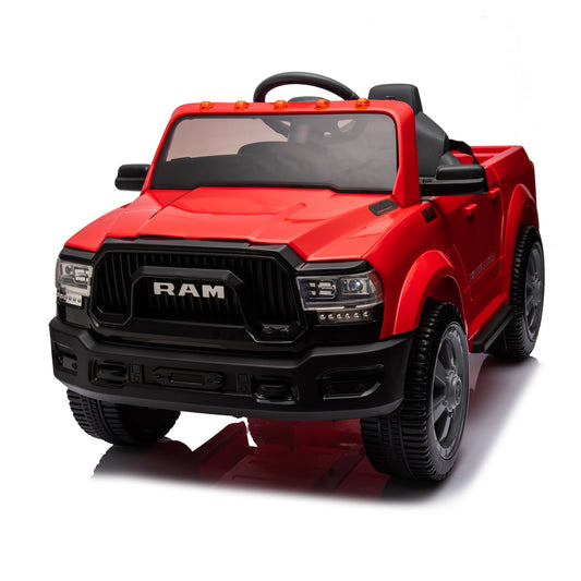 Licensed Dodge RAM 2500 12V Ride On Cars with Remote Control, Kids Electric Ride on Pickup Truck with Music, MP3/USB Port, Cup Holder, Back Storage, Electric Cars for Kids Boys Girls 3-6 Ages, Red