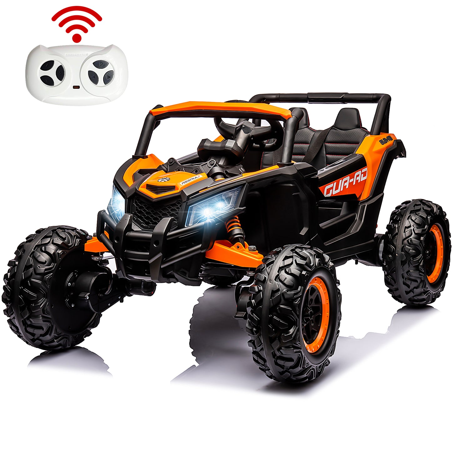 iRerts Orange 24V Battery Powered Ride on UTV Cars for Boys Girls, Kids Ride on Toys with Remote Control, Music, LED Light, USB, Bluetooth, Large Seat Kids Electric Vehicle for Christmas Birthday Gift