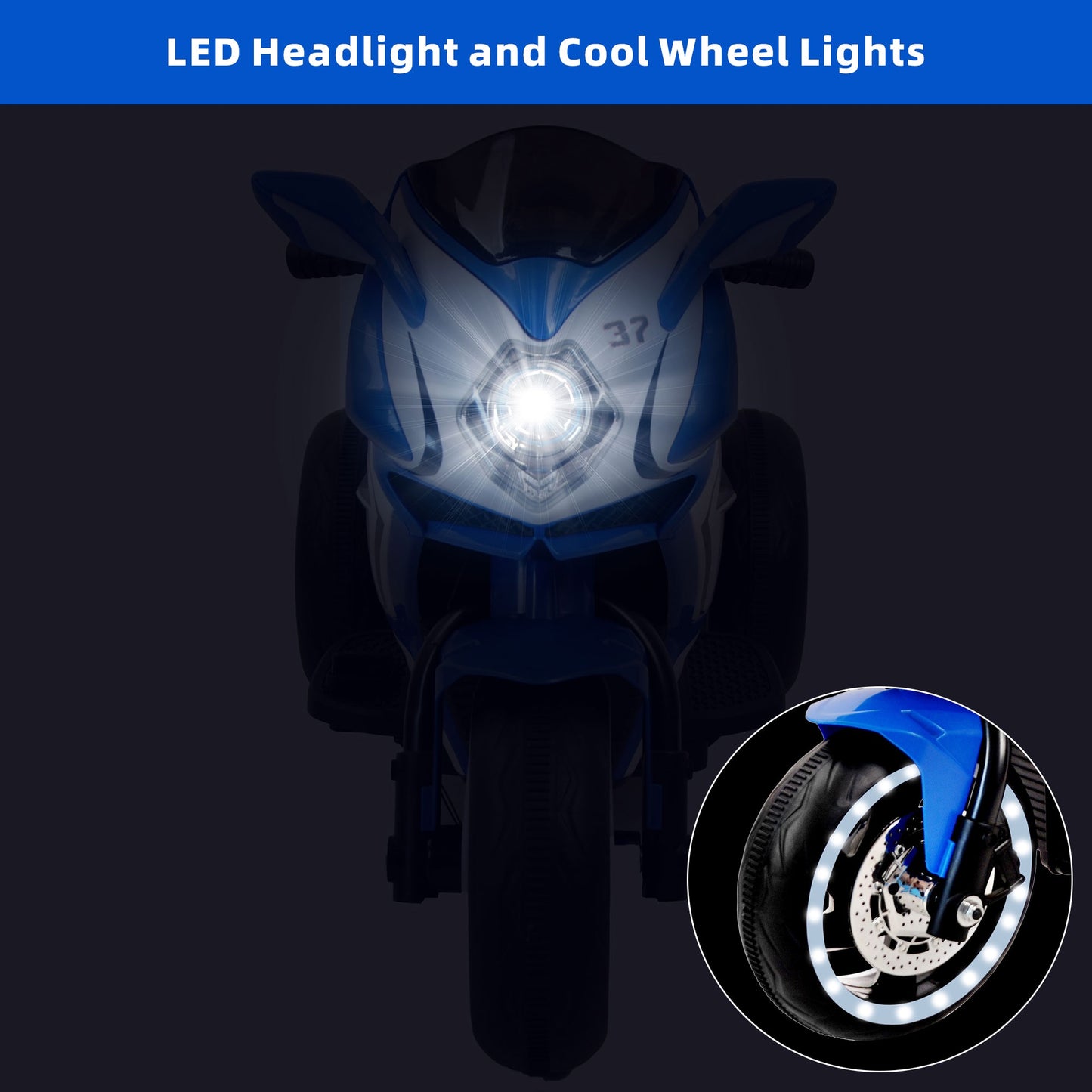 6V Electric Ride on Motorcycle for Toddlers Kids, Battery Powered Motorized Motorcycle Bike, Ride on Toy w/LED Light and Music for Girls Boys Ages 3+, 3 Wheels