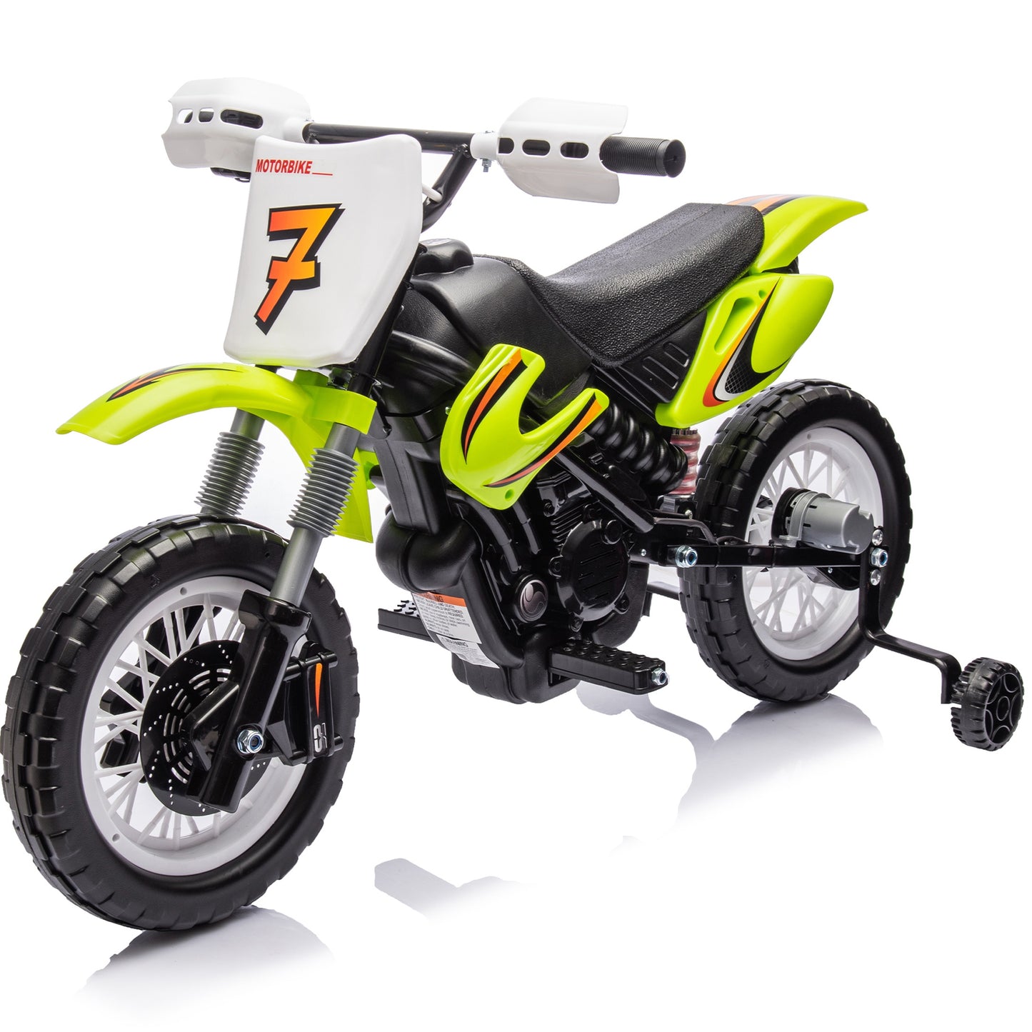 iRerts 12V Electric Dirt Bike with Twist Grip Throttle, Powered Ride on Motorcycle with 2 Training Wheels, Rear suspension, Ride on Toys Kids Motorcycle for Boys Girls Gifts Ages 3-8, Green