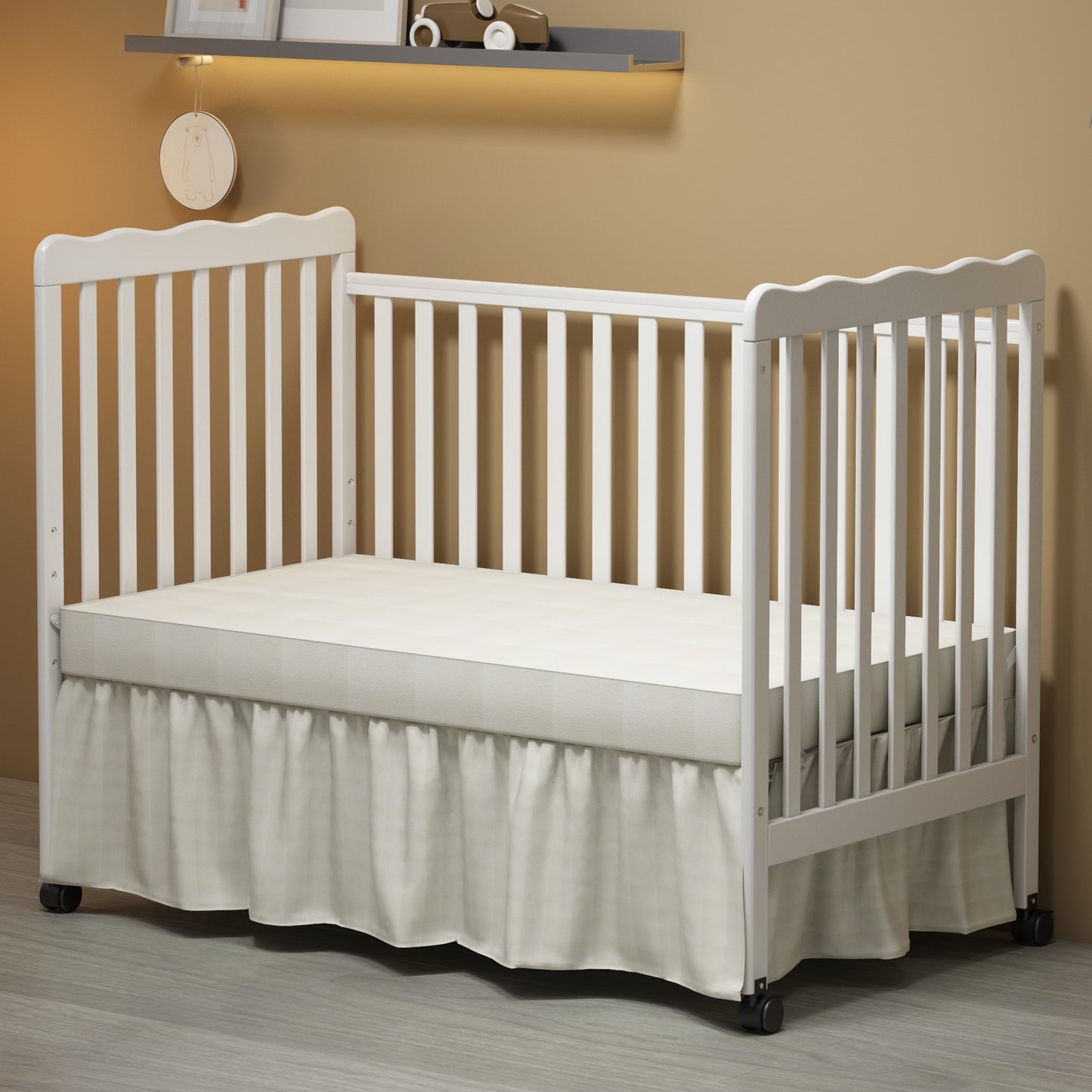 iRerts 3in1 Baby Convertible Crib with Locking Wheels and 4 Height Options
