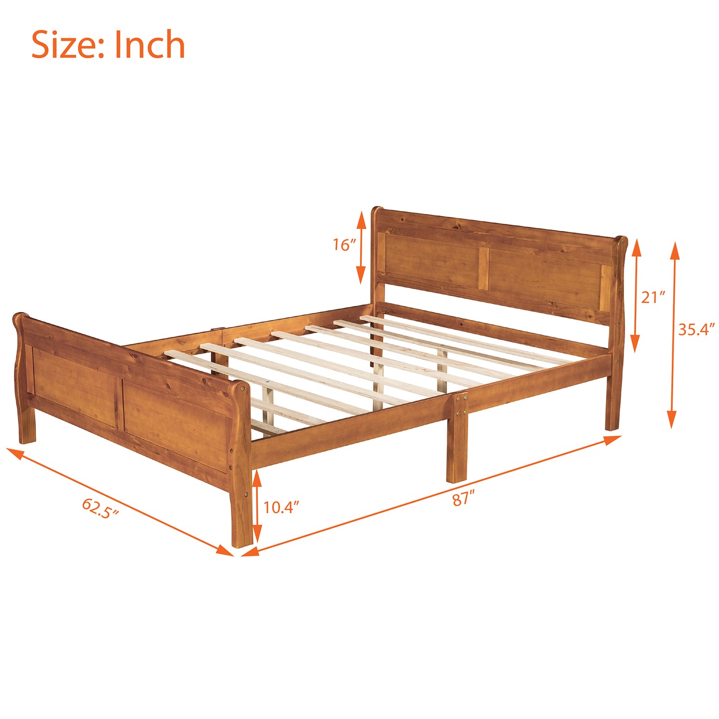 iRerts Wood Queen Platform Bed Frame, Modern Queen Bed Frame with Headboard, Queen Size Wood Platform Bed with Wooden Slat Support, No Box Spring Needed, Easy Assembly, Oak
