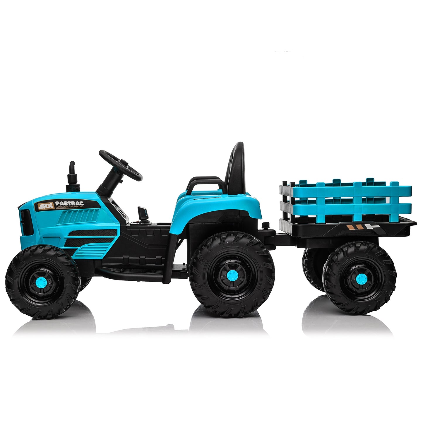 iRerts 24V Ride on Toy Tractor with Trailer, Powered Ride on Car with Remote Control, Electric Cars for Kids Toddlers 3-6 Years Old with 3 Speeds, Bluetooth, Music, USB/MP3 Ports, LED Light, Blue