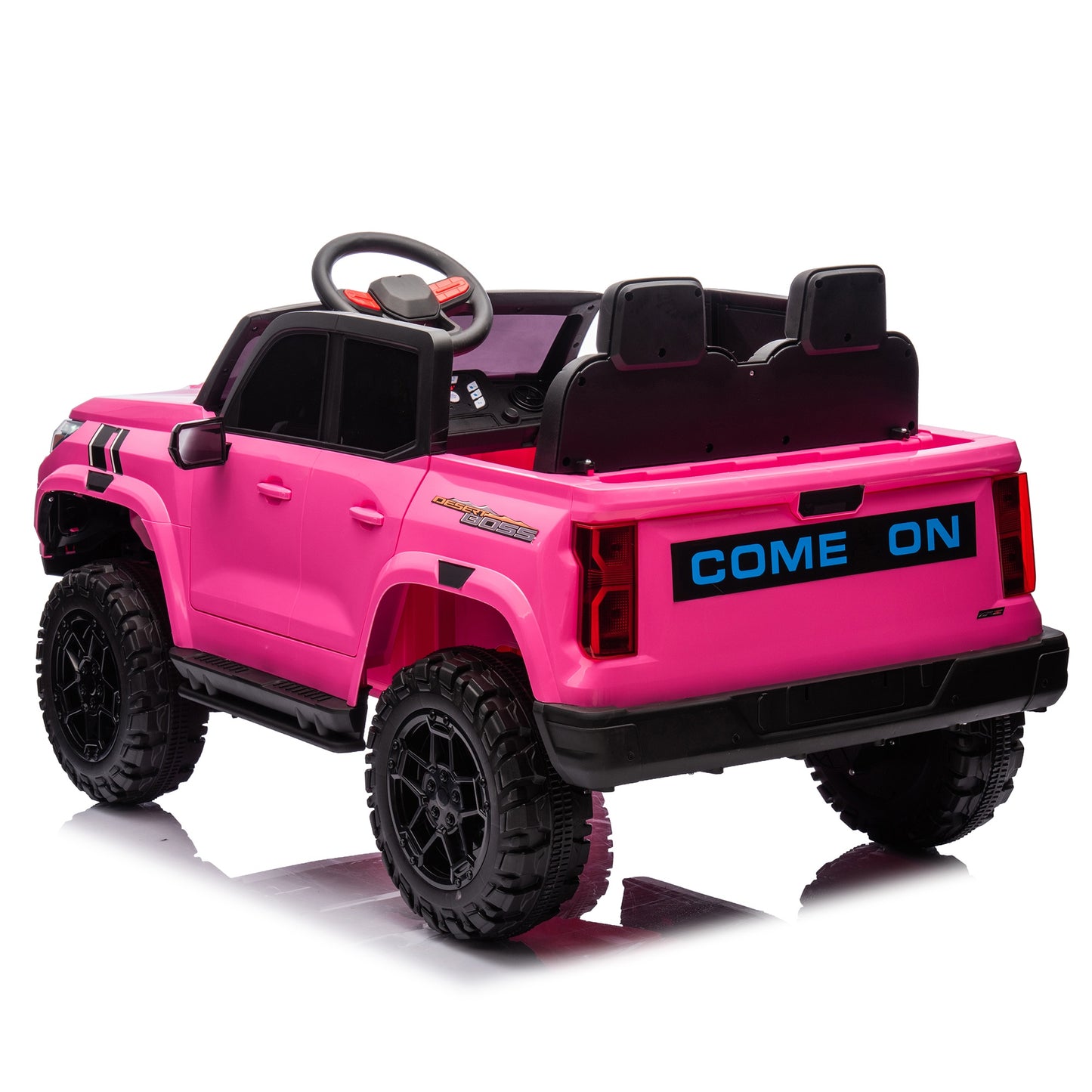 24V 2 Seater Ride on Truck, 4WD Powered Ride on Toy Car with Remote Control, Bluetooth, Music Player, 800W Motors, Back Box Storage, 3 Speeds, Kids Electric Vehicle for Boys Girls Gifts, Rose Red