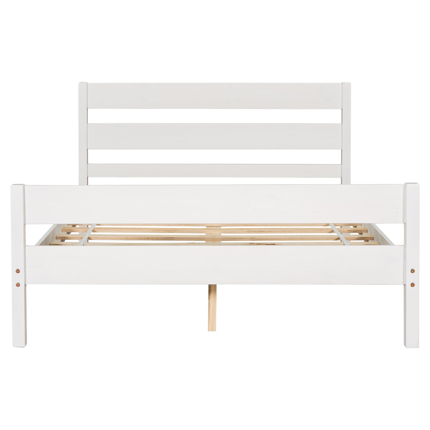 iRerts Full Platform Bed Frame with Headboard and Footboard, Wood Full Size Bed Frame, Modern Platform Bed Frame Full Size with Wood Slat Support, No Box Spring Needed, White