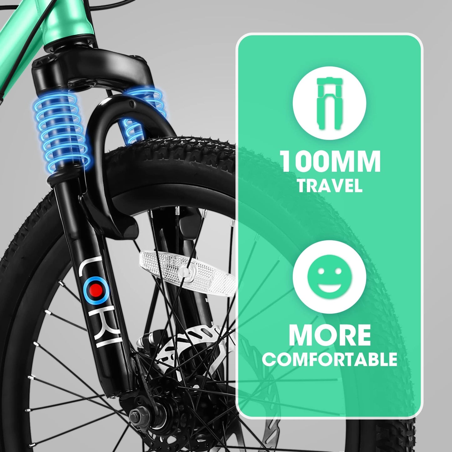 iRerts Mountain Bike for Boys Girls, 20'' Kids Mountain Bike with 7 Speed, Front Suspension, Disc Brake, Kids Bike for 8-12 Years Old, Teenager Children Kids Bicycles, Green