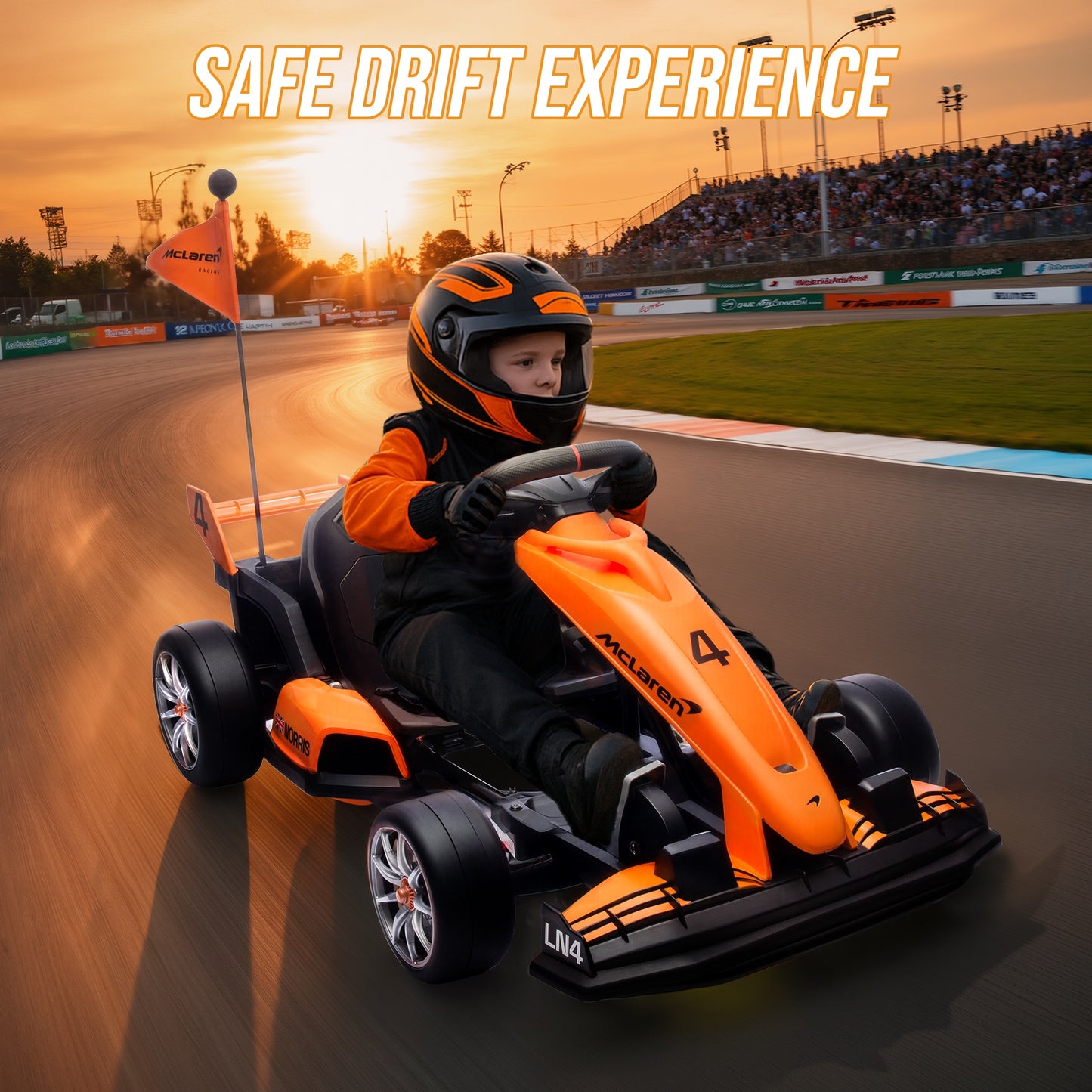 36V Go Kart for Kids Ages 6+, Licensed McLaren Electric Drift Kart Car Ride on Toys for Big Kids, Crazy Go Cart with Dual 250W Motors, Adjustable Seat, 7.5MPH, LED Lights
