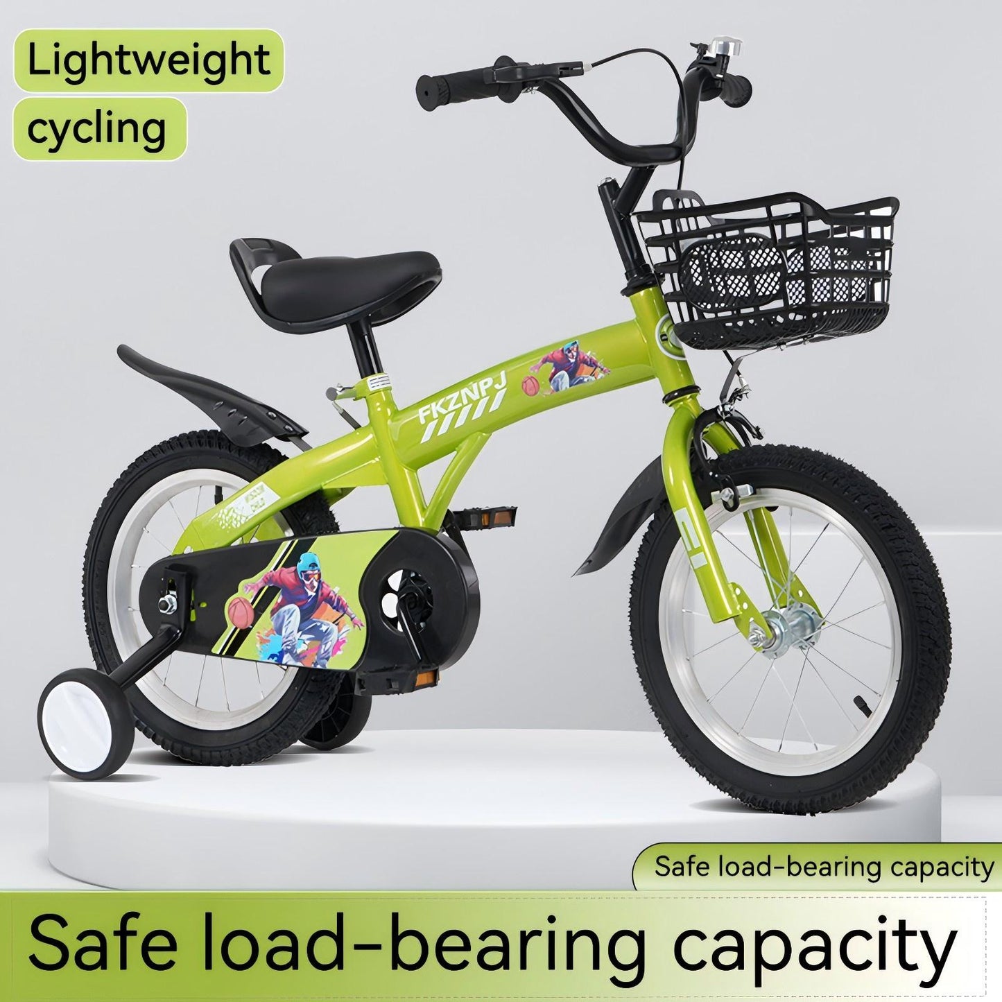 iRerts Kids Bike with Training Wheels, 16 Inch Kids Bicycle for Boys Girls Ages 4-8 Years Old, Girls Bicycles for Kids with Adjustable Seat, Fender and Varrier, Green