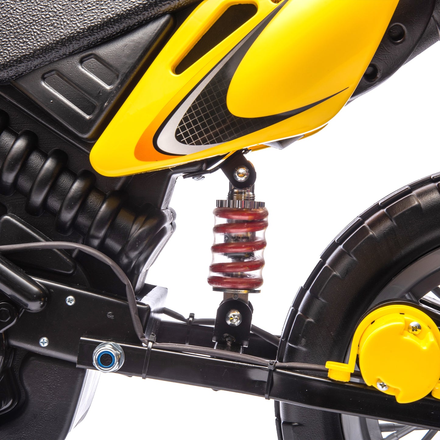 iRerts 12V Electric Dirt Bike with Twist Grip Throttle, Powered Ride on Motorcycle with 2 Training Wheels, Rear suspension, Ride on Toys Kids Motorcycle for Boys Girls Gifts Ages 3-8, Yellow