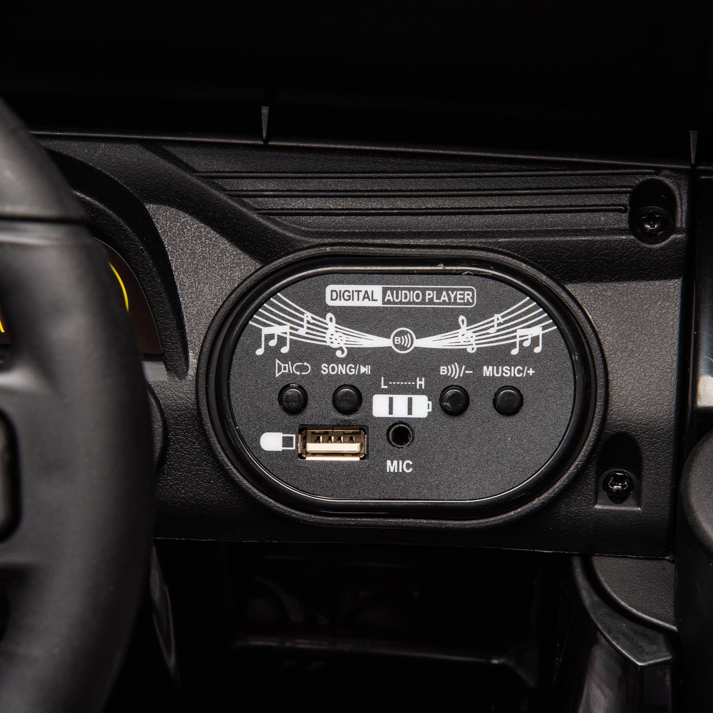 iRerts 12V Ride on Cars with Remote Control, Electric Cars for Kids Boys Girls 3-6 Ages, Powered Ride on Toys Truck with Bluetooth, Music, MP3/USB Port, Detachable Steering Wheel, Black