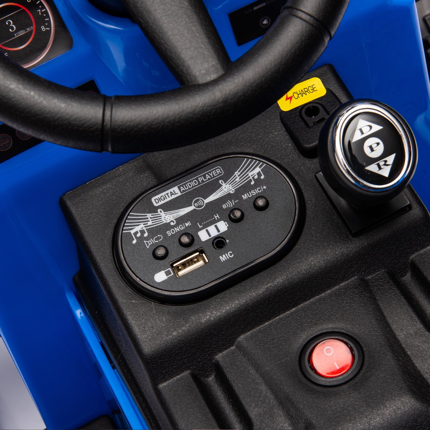 iRerts 12V Ride on Tractor, Powered Ride on Car for Kids Boys Girls Ages 3-6 Gifts, Kids Ride on Toys Electric Cars with Removable Storage Tug, Bluetooth ,Music, MP3/USB Ports, LED Light, Blue