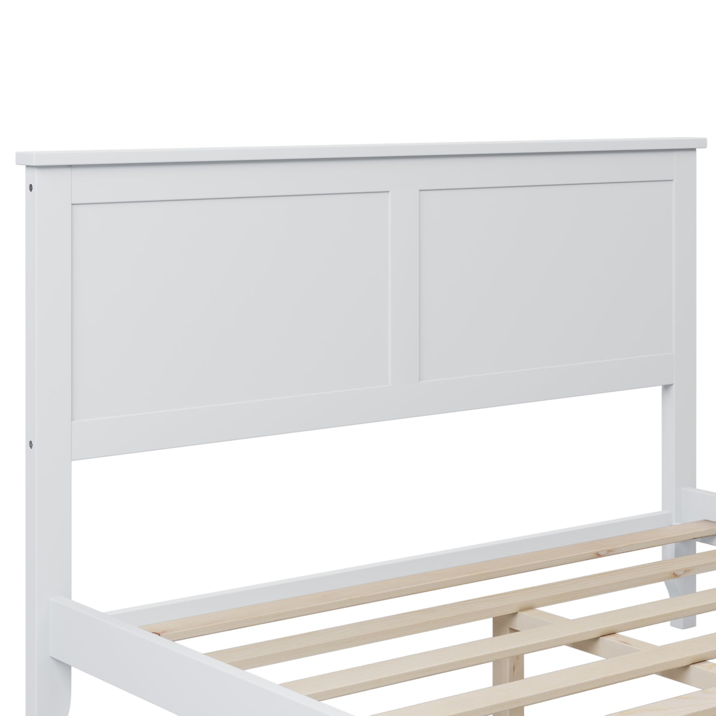 iRerts Full Platform Bed Frame with Headboard and Footboard, Solid Wood Bed Frames Full Size with Slats Support, Oak Top, Modern Full Bed Frame No Box Spring Needed for Kids Adults, White