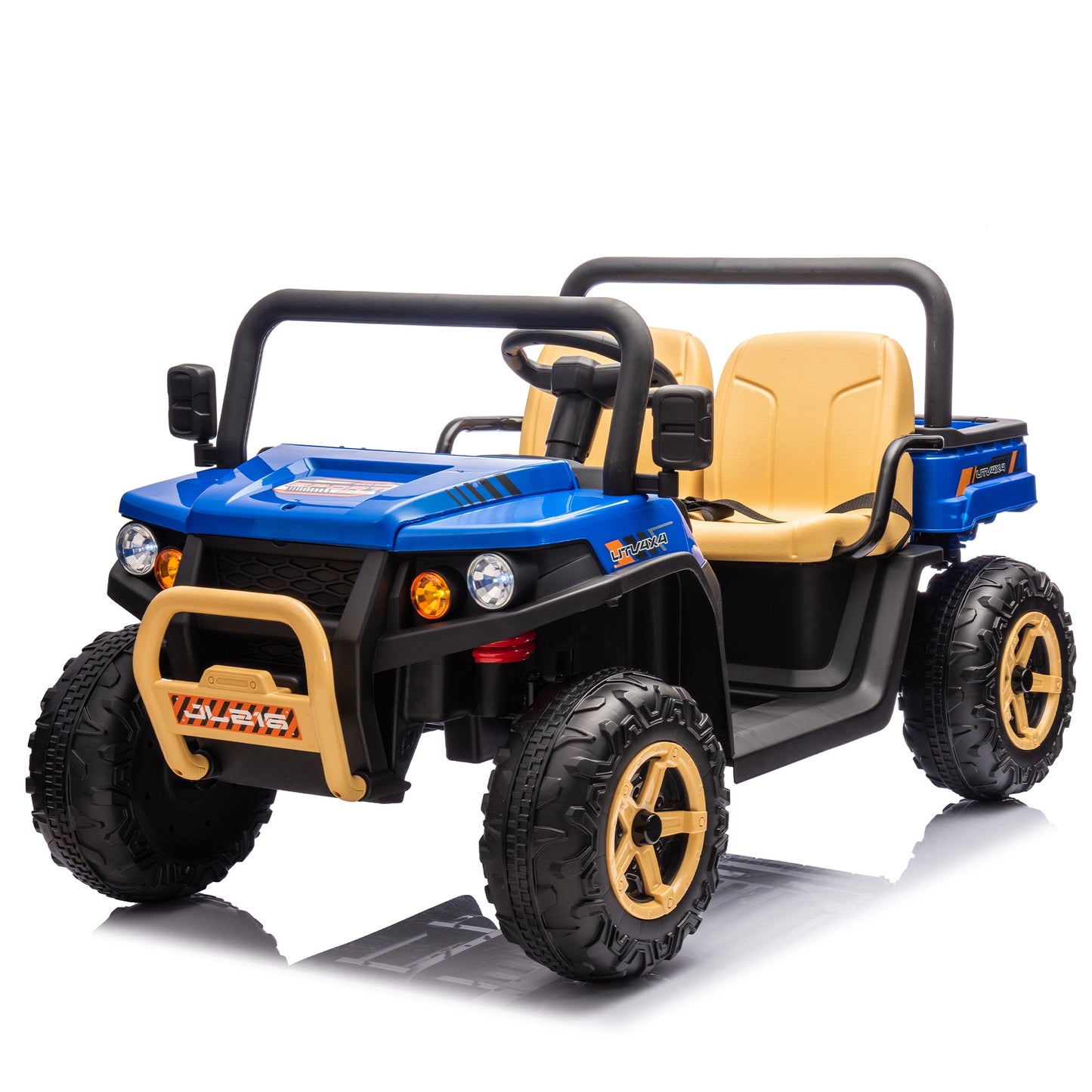 24V 2 Seater Ride On Dump Truck, Powered Ride on Toy Cars with Remote Control, Electric Vehicle Car for Kids Boys Girls with Automatic Tipping Bucket, Bluetooth Music, Safety Belt, Slow Start, Blue