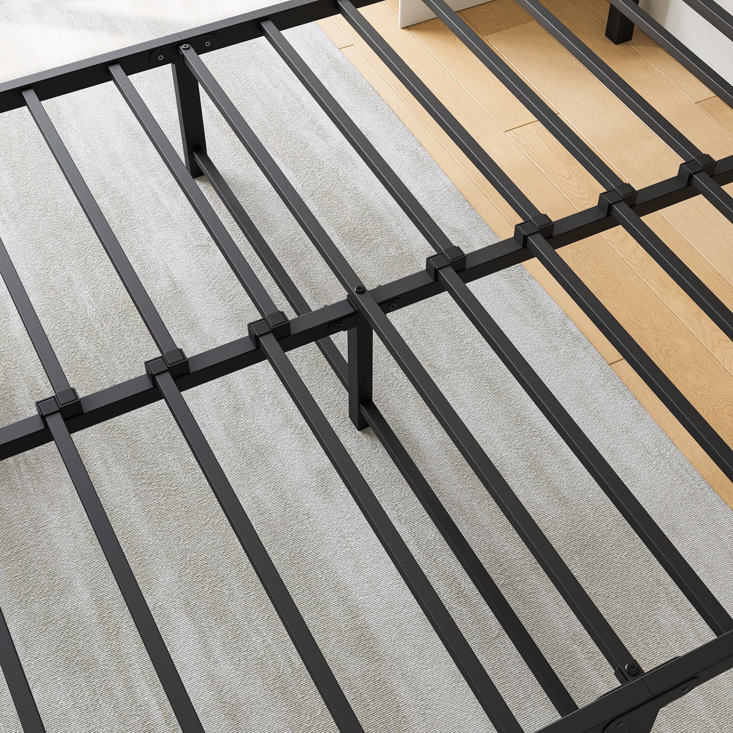 iRerts Full Bed Frame with Headboard, Metal Platform Bed Frame No Box Spring Needed, Bed Frame Full Size with Metal Support,  Noise-Free, Under Bed Storage, Easy Assembly, Rustic Brown