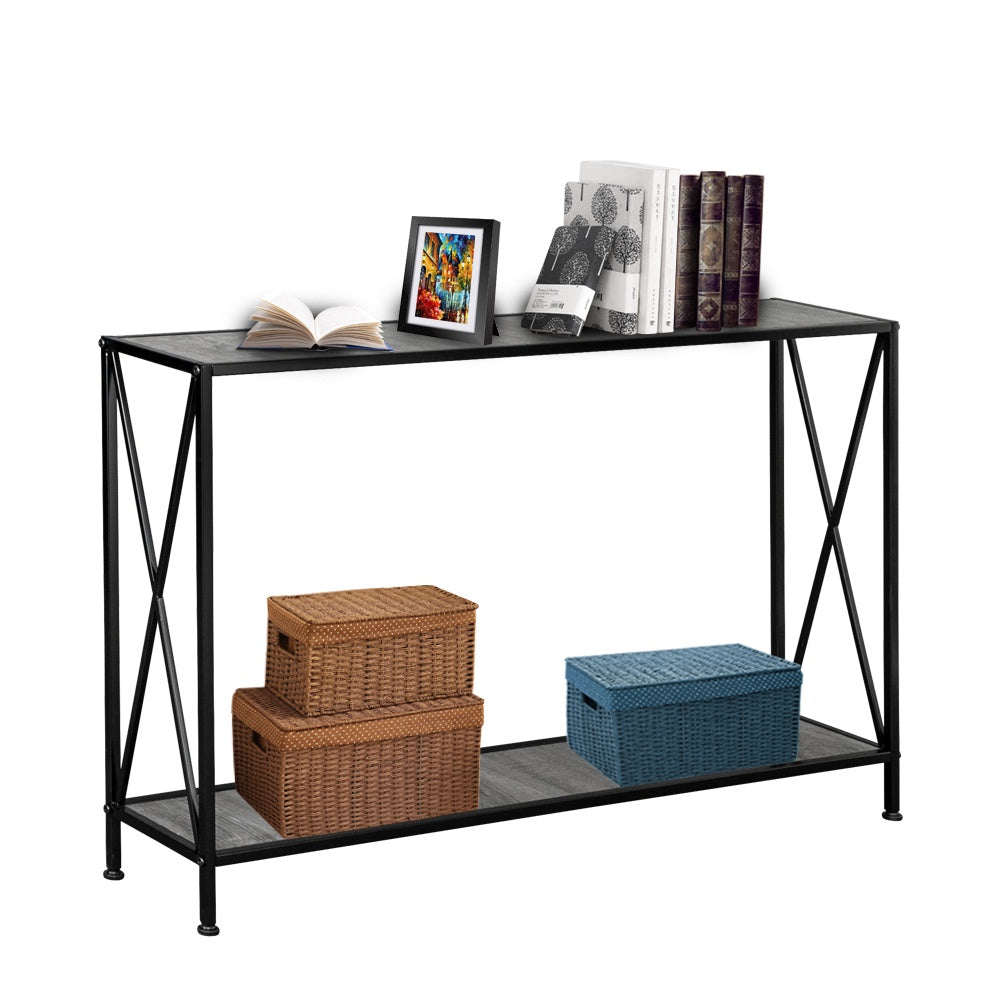 iRerts Console Table Narrow Sofa Table with Metal Frame, Entryway Table with MDF Tabletop, Industrial Skinny Hallway Table Sofa Tables Narrow Long for Hallway Living Room Home Office Entrance, Black