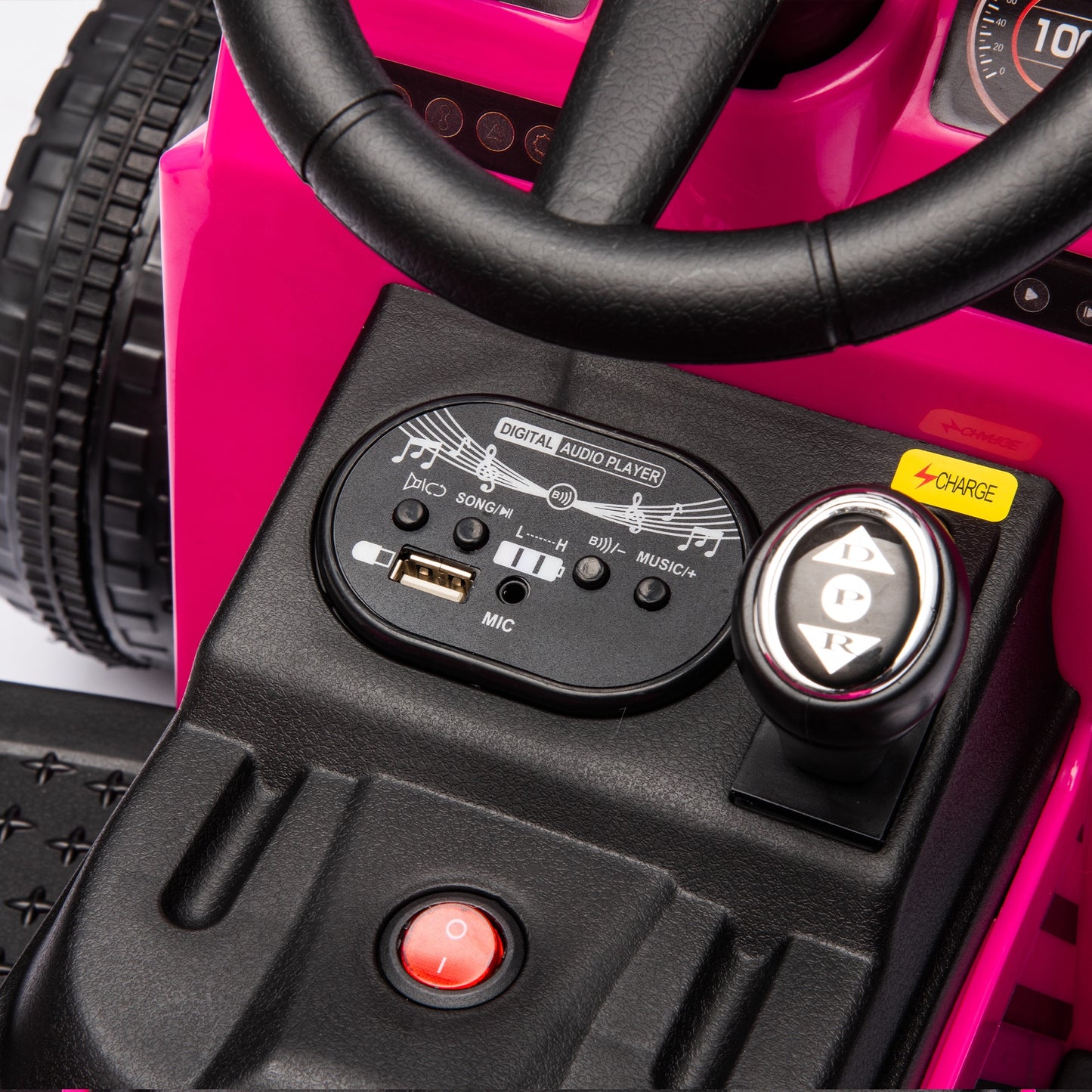 iRerts 12V Ride on Tractor, Powered Ride on Car for Kids Boys Girls Ages 3-6 Gifts, Kids Ride on Toys Electric Cars with Removable Storage Tug, Bluetooth ,Music, MP3/USB Ports, LED Light, Rose Red