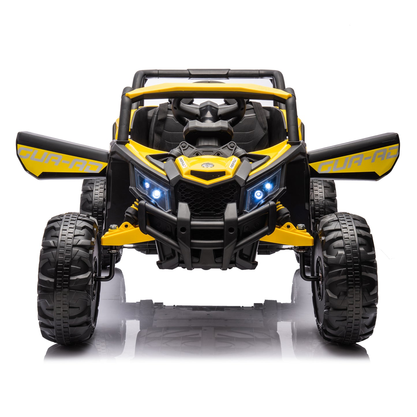 iRerts Yellow 12V Battery Powered Ride on UTV Cars for Boys Girls, Kids Ride on Toys with Remote Control, Music, LED Light, USB, Bluetooth, 4 Wheels Kids Electric Vehicle for Christmas Birthday Gifts