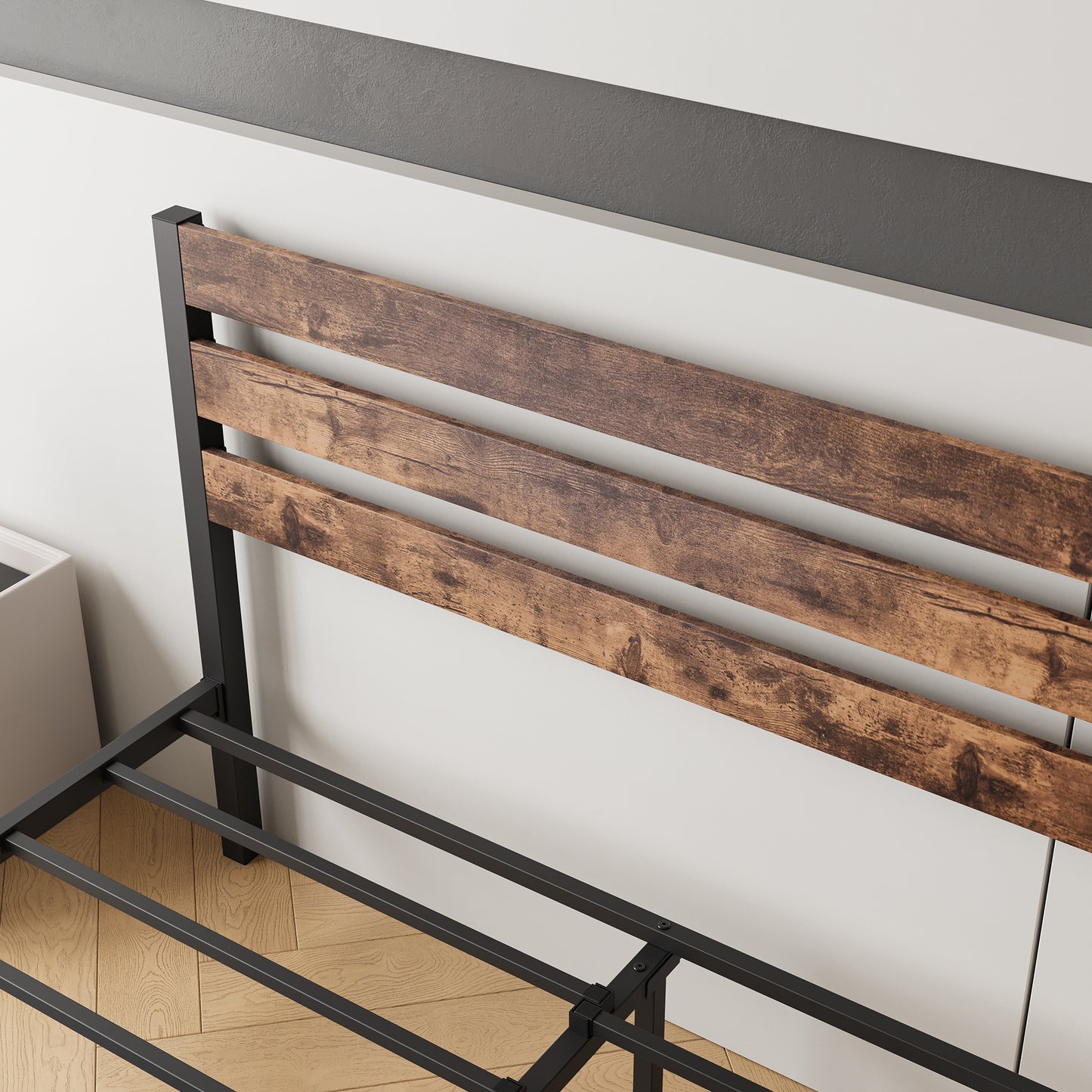 iRerts Queen Bed Frame with Headboard, Metal Platform Bed Frame No Box Spring Needed, Bed Frame Queen Size with Metal Support,  Noise-Free, Under Bed Storage, Easy Assembly, Rustic Brown