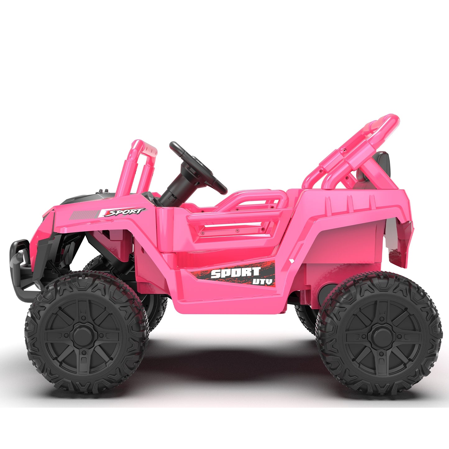 iRerts 12V Ride on Car UTV with Remote Control, Powered Ride on Toys for Kids Boys Girls Ages 3-5, Electric Car for Kids with Bluetooth, Music, MP3 Ports, LED Lights, Horn, Pink