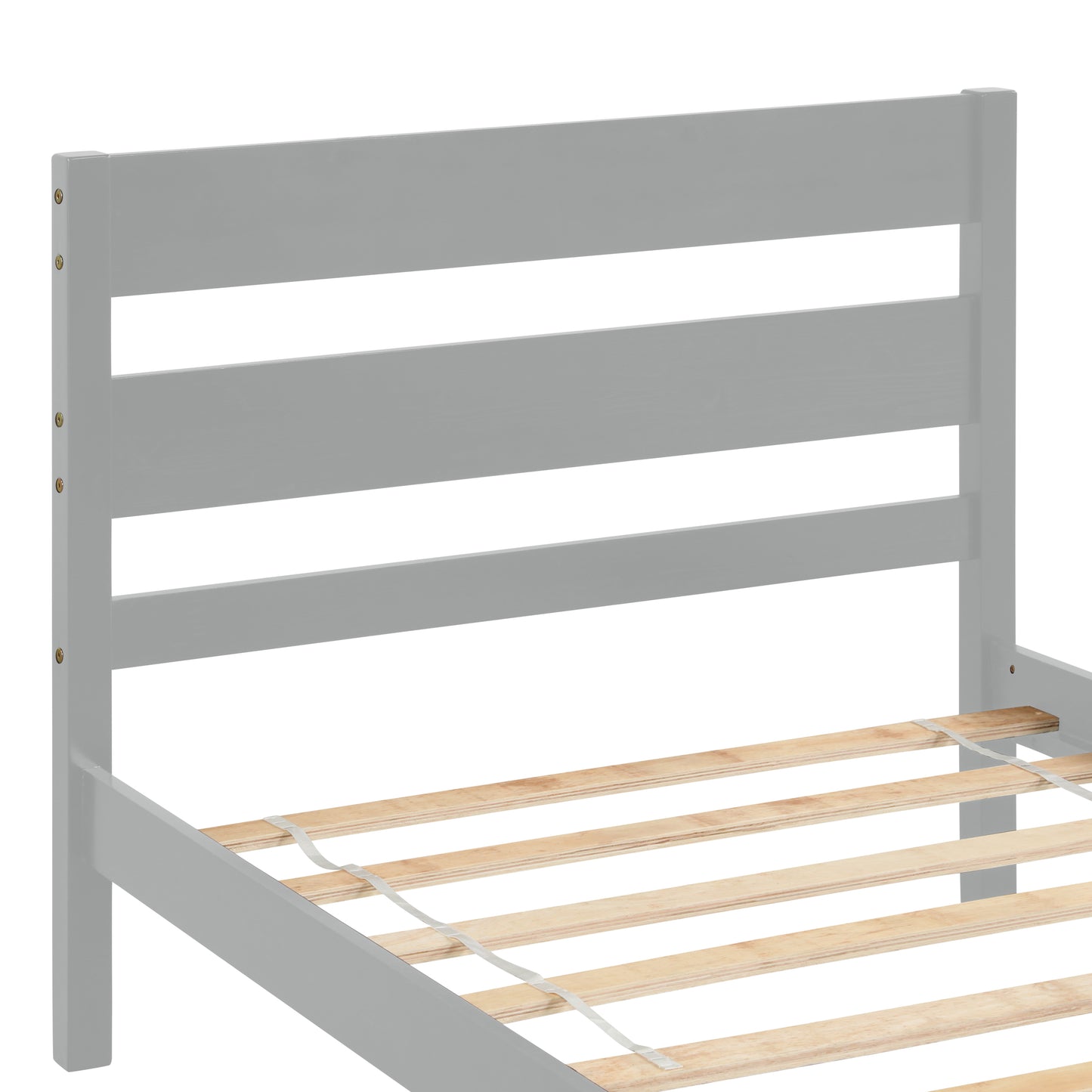 iRerts Wood Twin Bed Frame, Gray Twin Platform Bed Frame with Headboard and Footboard, Modern Twin Bed Frame No Box Spring Needed for Adults Teens Kids, Twin Size Bed Frame with Wood Slat Support