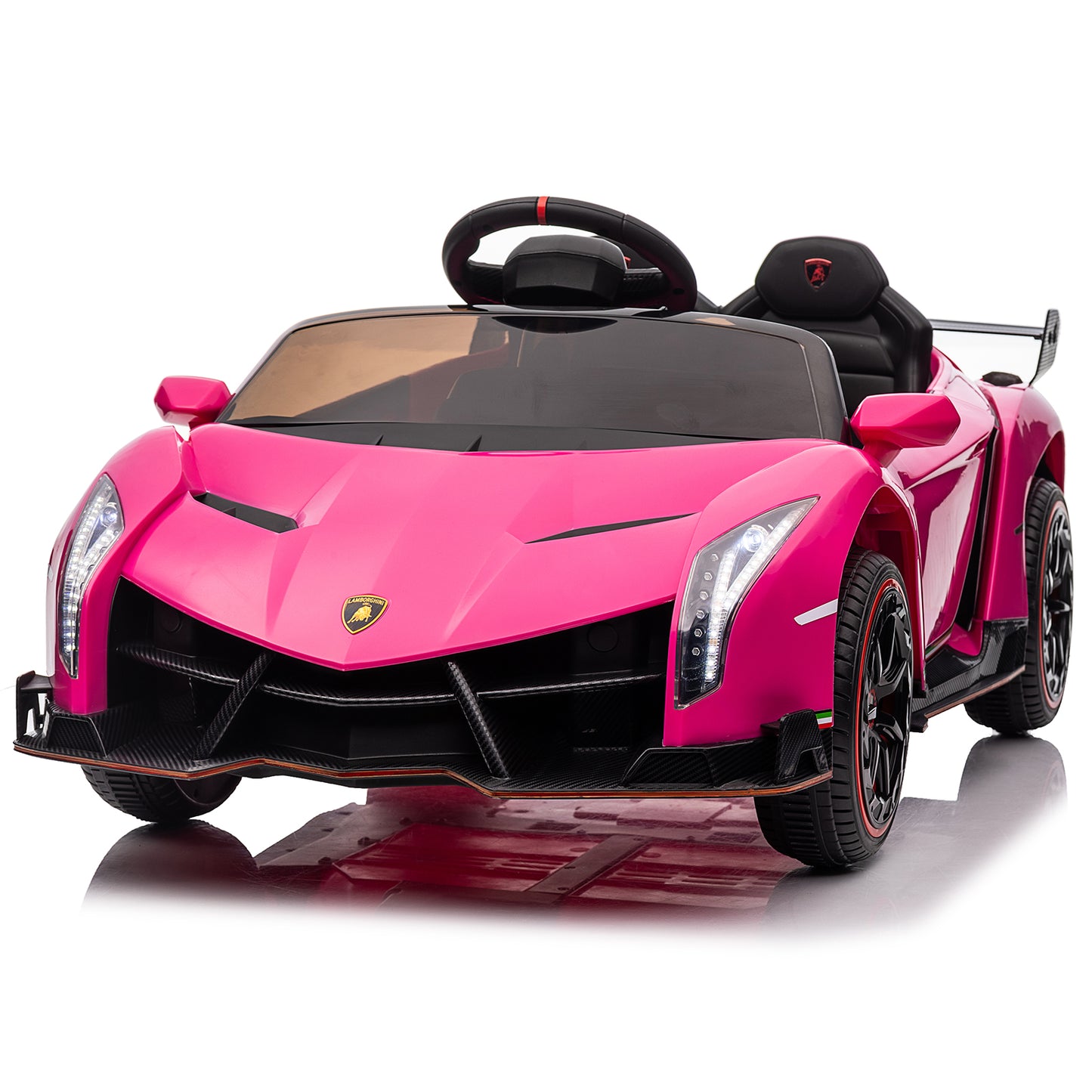 iRerts 12V Ride on Sports Cars with Remote Control, Lamborghini Poison Kids Ride on Vehicles Toys for Boys Girls 3-5 Years Old Gifts, Battery Powered Kids Electric Cars with Music, LED Light, Pink
