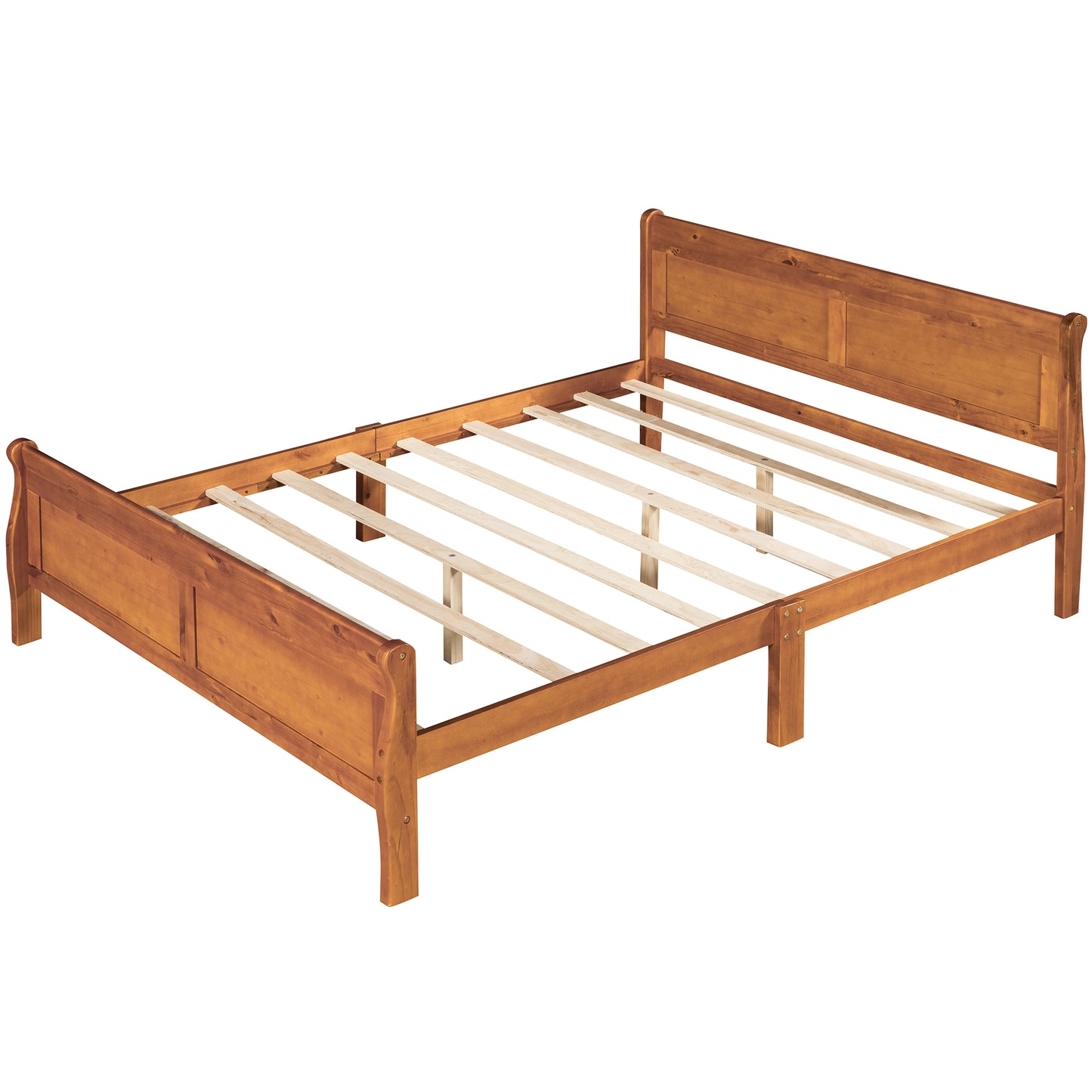 iRerts Wood Queen Platform Bed Frame, Modern Queen Bed Frame with Headboard, Queen Size Wood Platform Bed with Wooden Slat Support, No Box Spring Needed, Easy Assembly, Oak