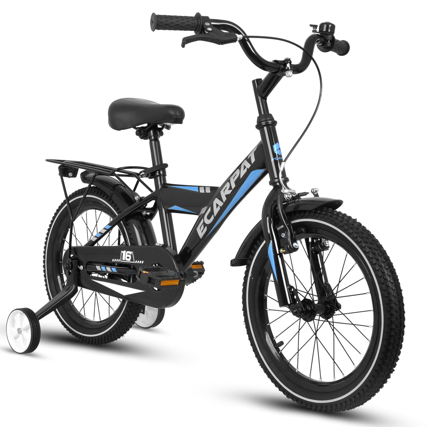 iRerts Kids Bike with Training Wheels, 14 Inch Kids Bicycle for Boys Girls Ages 3-5 Years Old, Boys Bicycles for Kids with Adjustable Seat, Fender and Varrier, Black