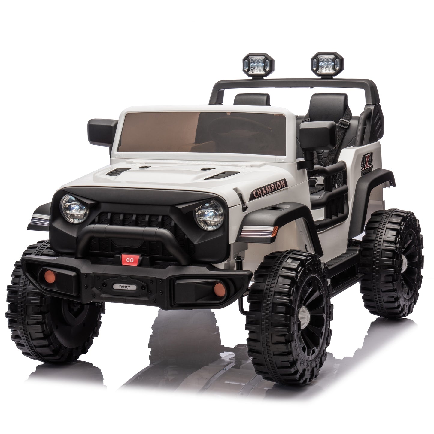 iRerts Ride on Toys for Kids 4-8, 24V 2 Seater Ride on Car with Remote Control, Powered Ride on Truck for Boys Girls Gifts, Kids Electric Vehicles with Bluetooth, USB/MP3, Light/Searchlight, White
