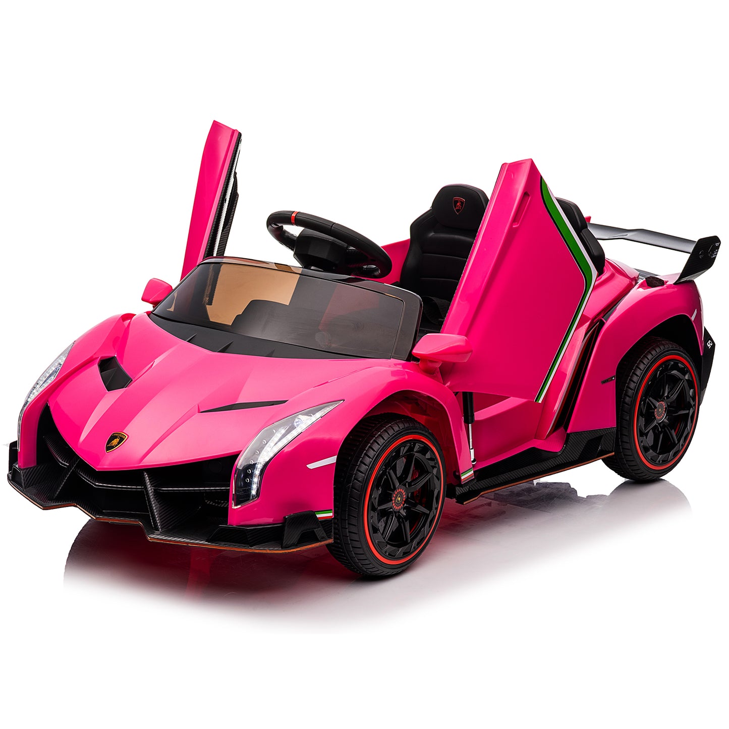 iRerts 12V Ride on Sports Cars with Remote Control, Lamborghini Poison Kids Ride on Vehicles Toys for Boys Girls 3-5 Years Old Gifts, Battery Powered Kids Electric Cars with Music, LED Light, Pink