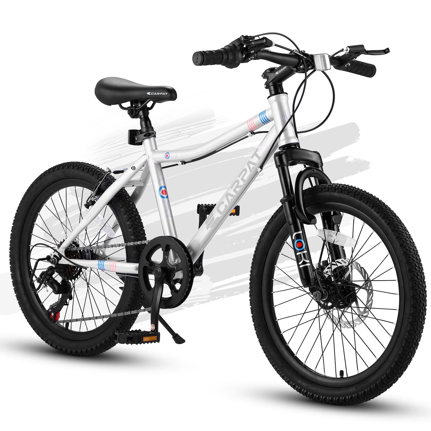iRerts Mountain Bike for Boys Girls, 20'' Kids Mountain Bike with 7 Speed, Front Suspension, Disc Brake, Kids Bike for 8-12 Years Old, Teenager Children Kids Bicycles, White